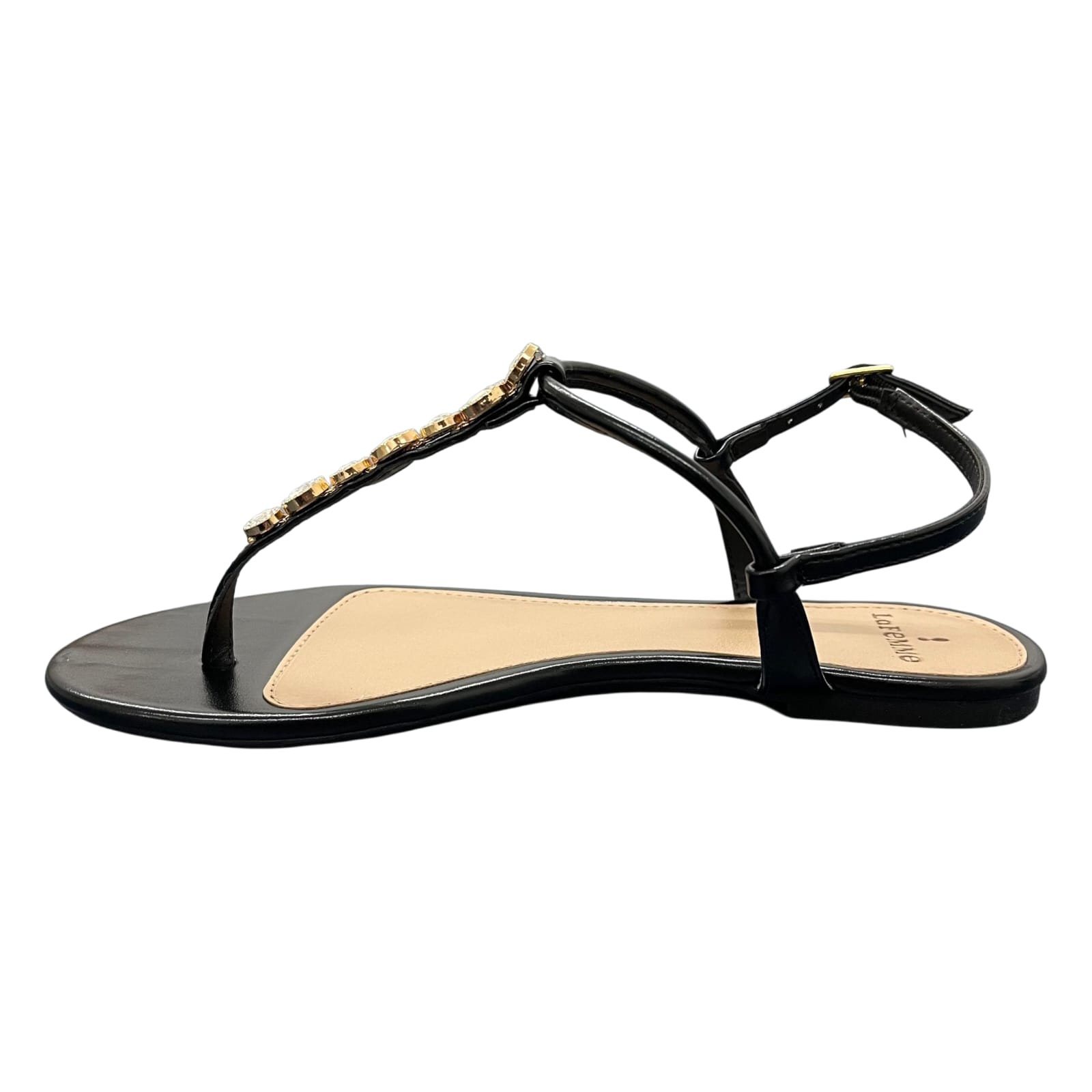 Sandália Feminina Rasteira La Femme Strass 13.1232 Preto 3