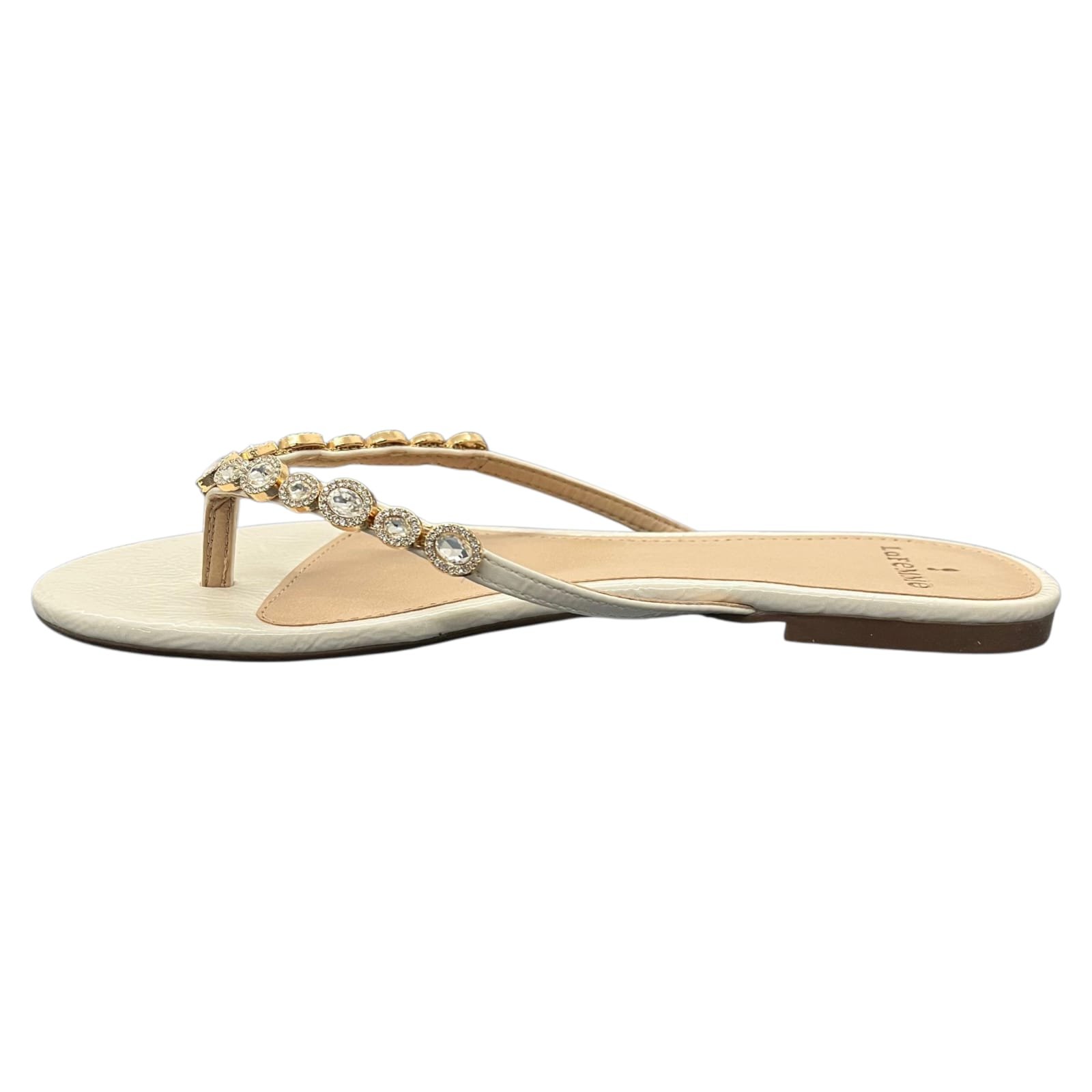 Chinelo Feminino Rasteiro La Femme Strass 13.1278 Off White 3