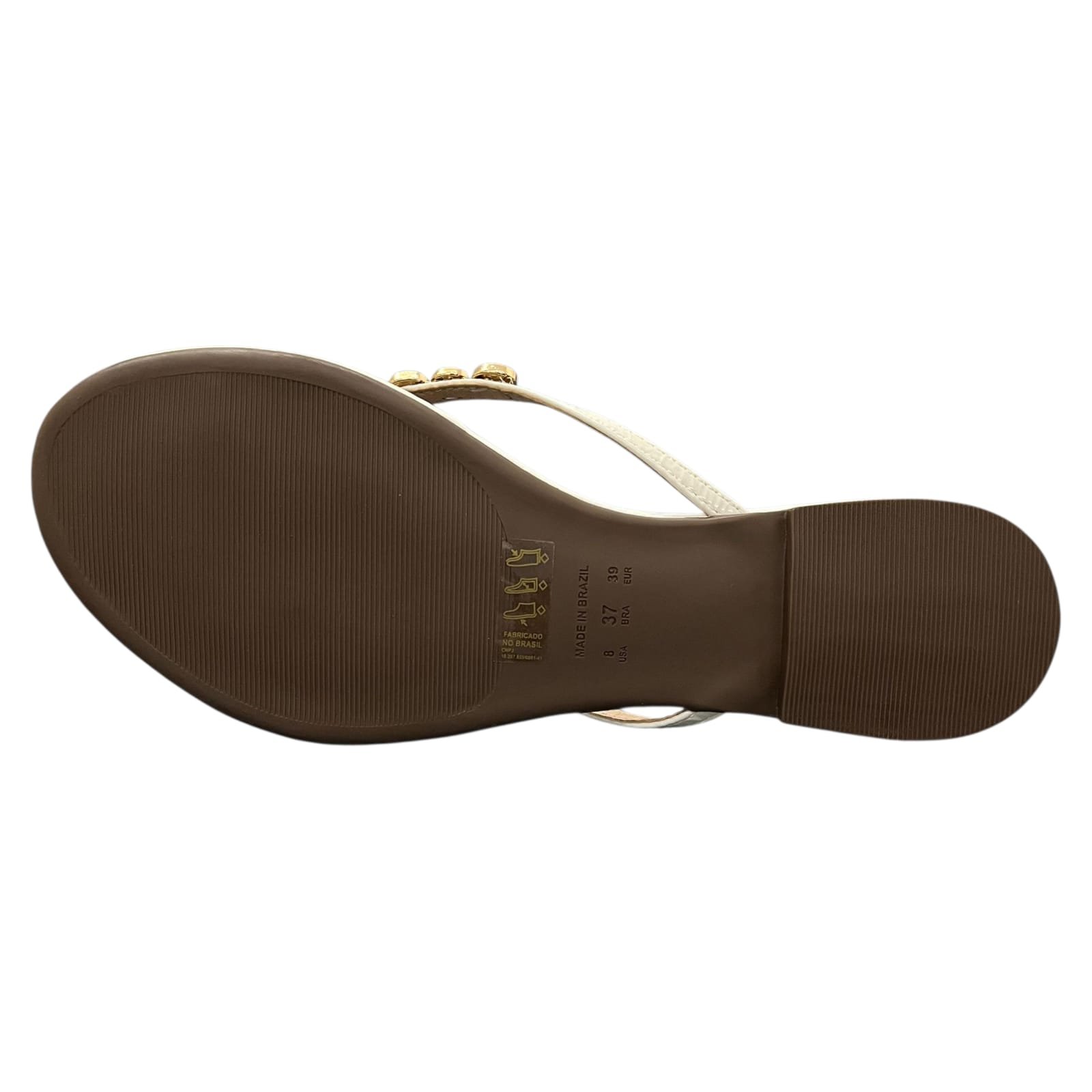 Chinelo Feminino Rasteiro La Femme Strass 13.1278 Off White 4