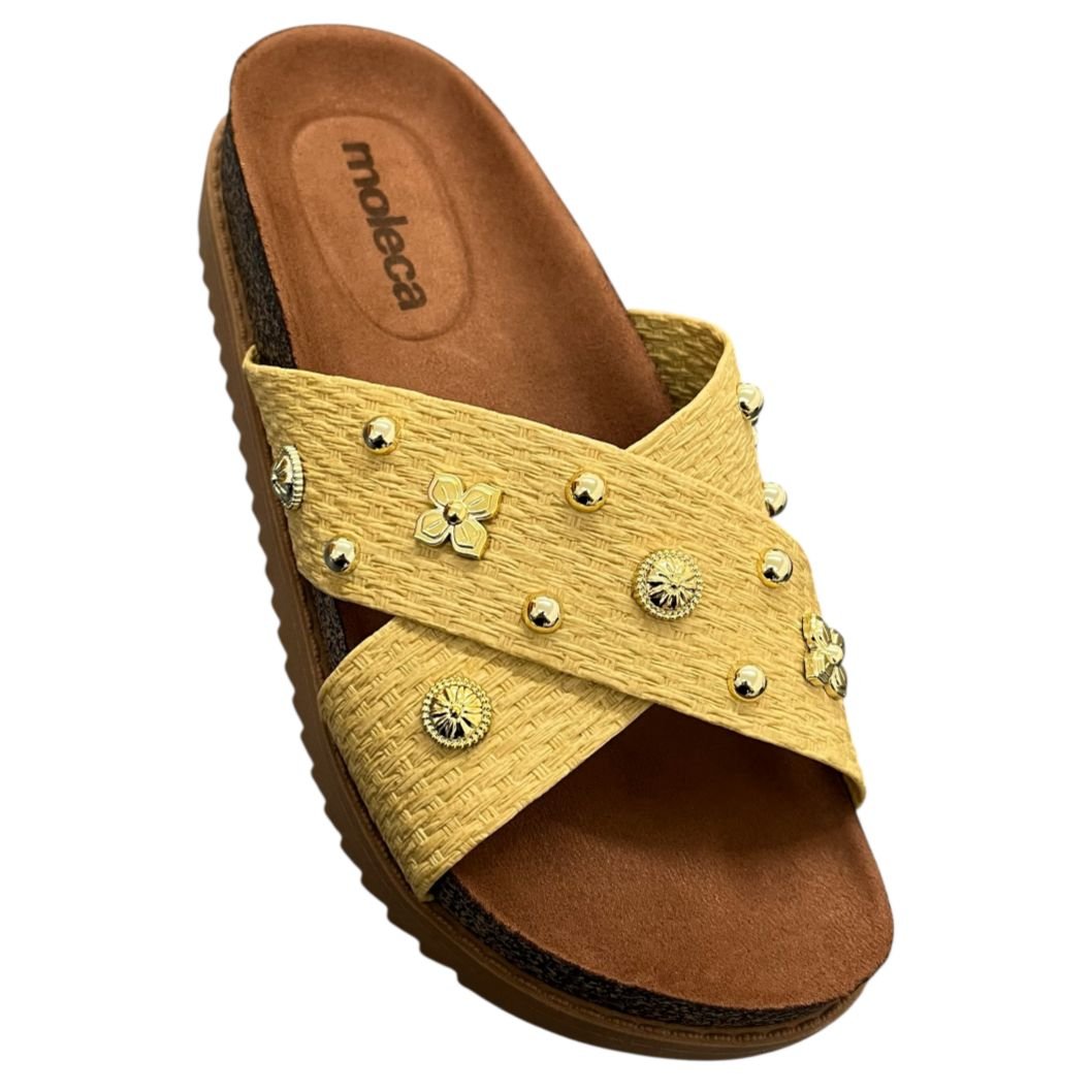 Tamanco Papete Flatform Moleca 5500.112 Bege 2