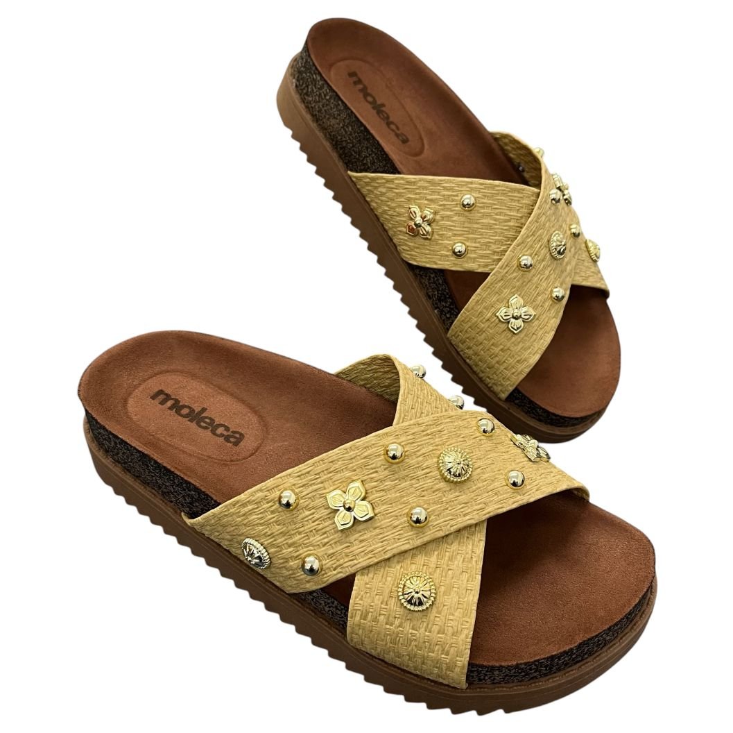 Tamanco Papete Flatform Moleca 5500.112 Bege 3