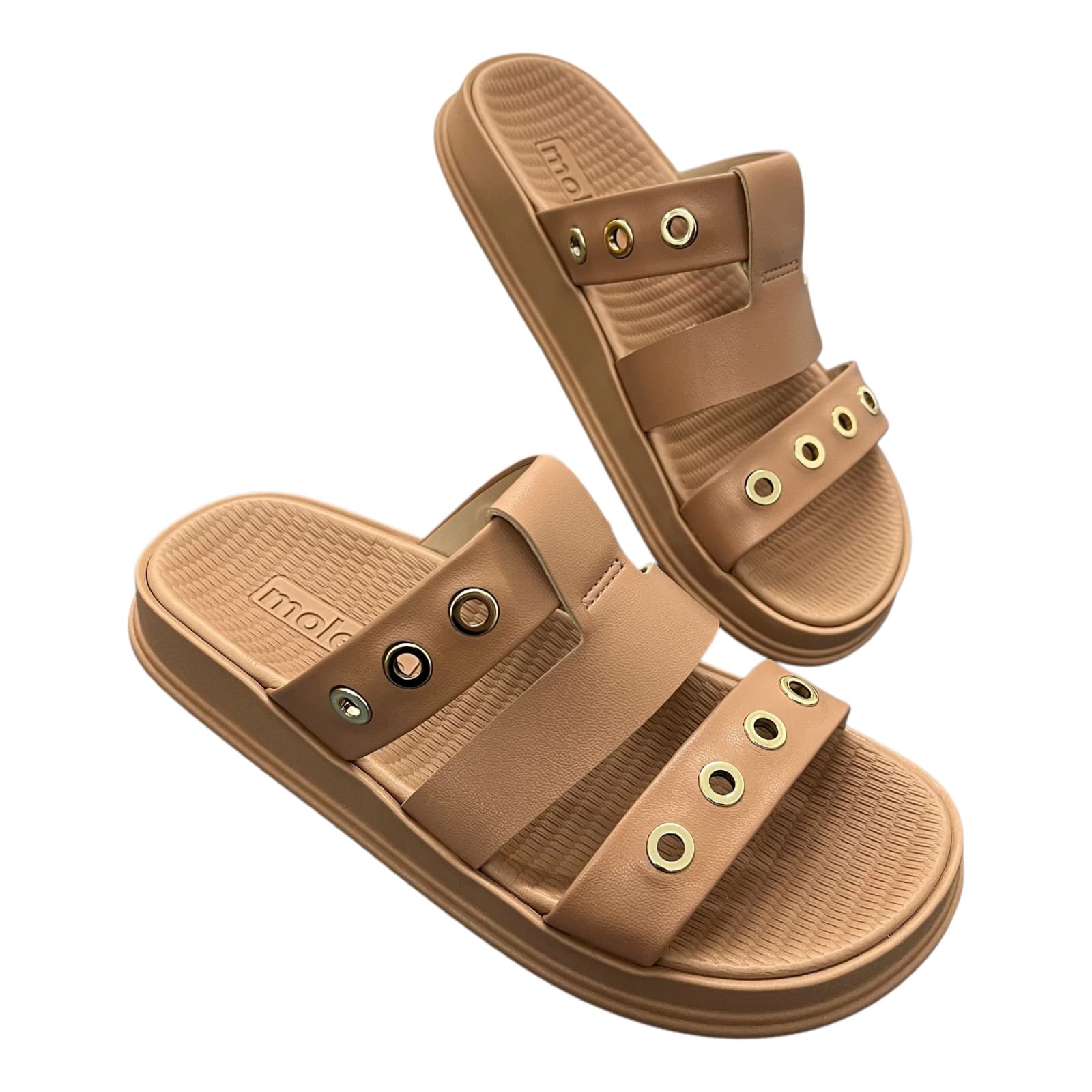 Sandália Feminina Papete Slide Moleca 5556.103 Nude 3