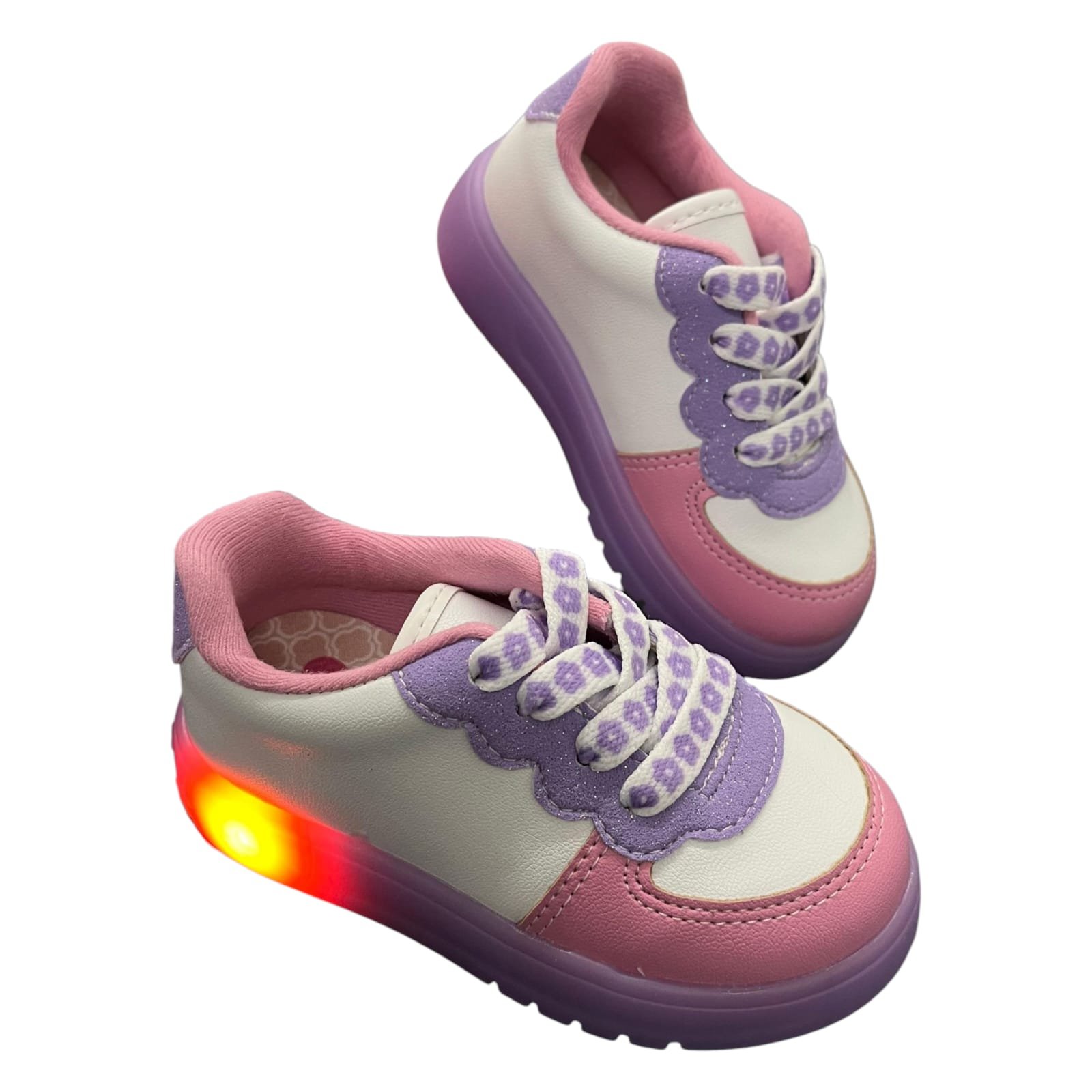 Tênis Infantil Menina Molekinha Luz De Led 2742.203 Lilás/Branco 6