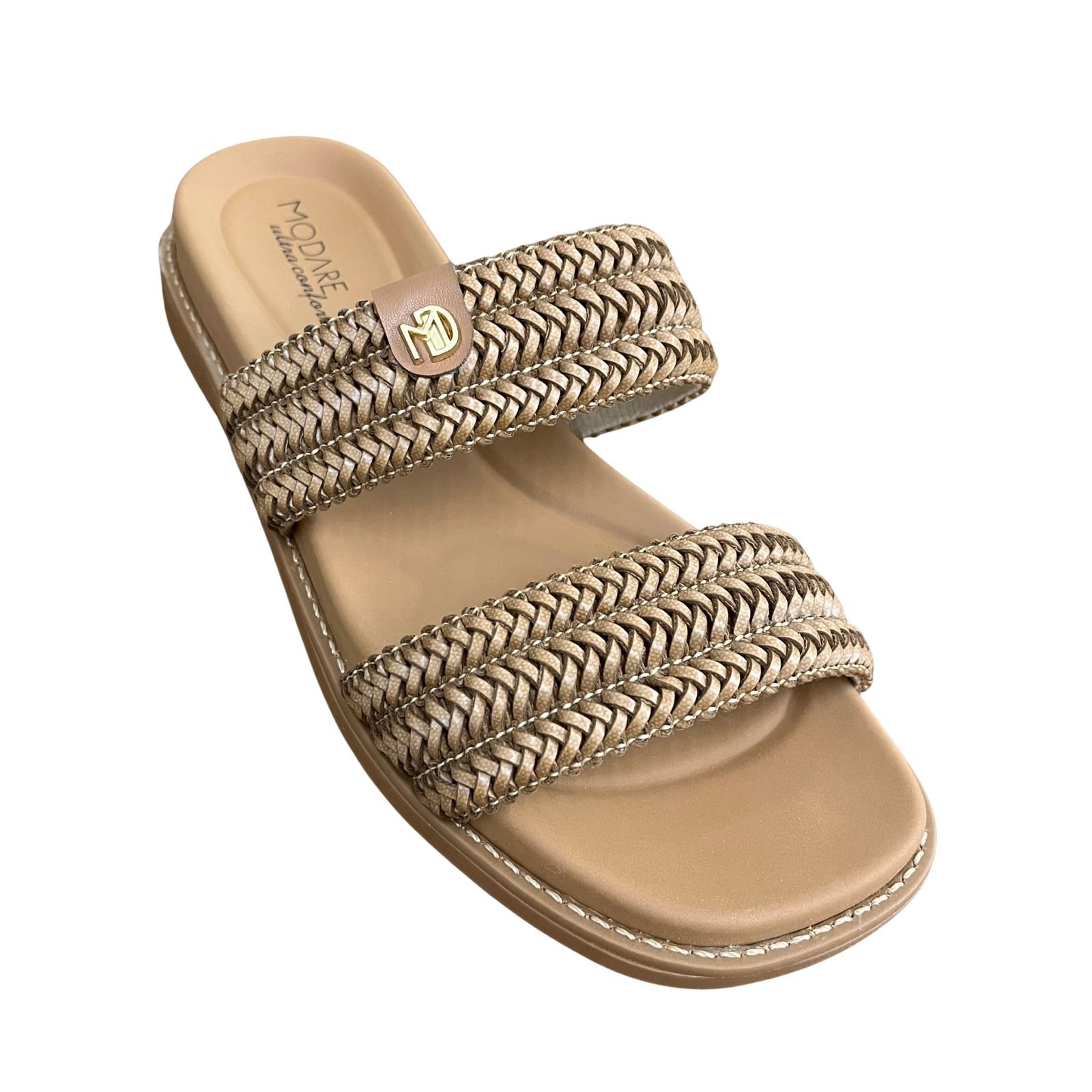 Tamanco Feminino Rasteiro Em Trama Modare 7205.103 Camel 2