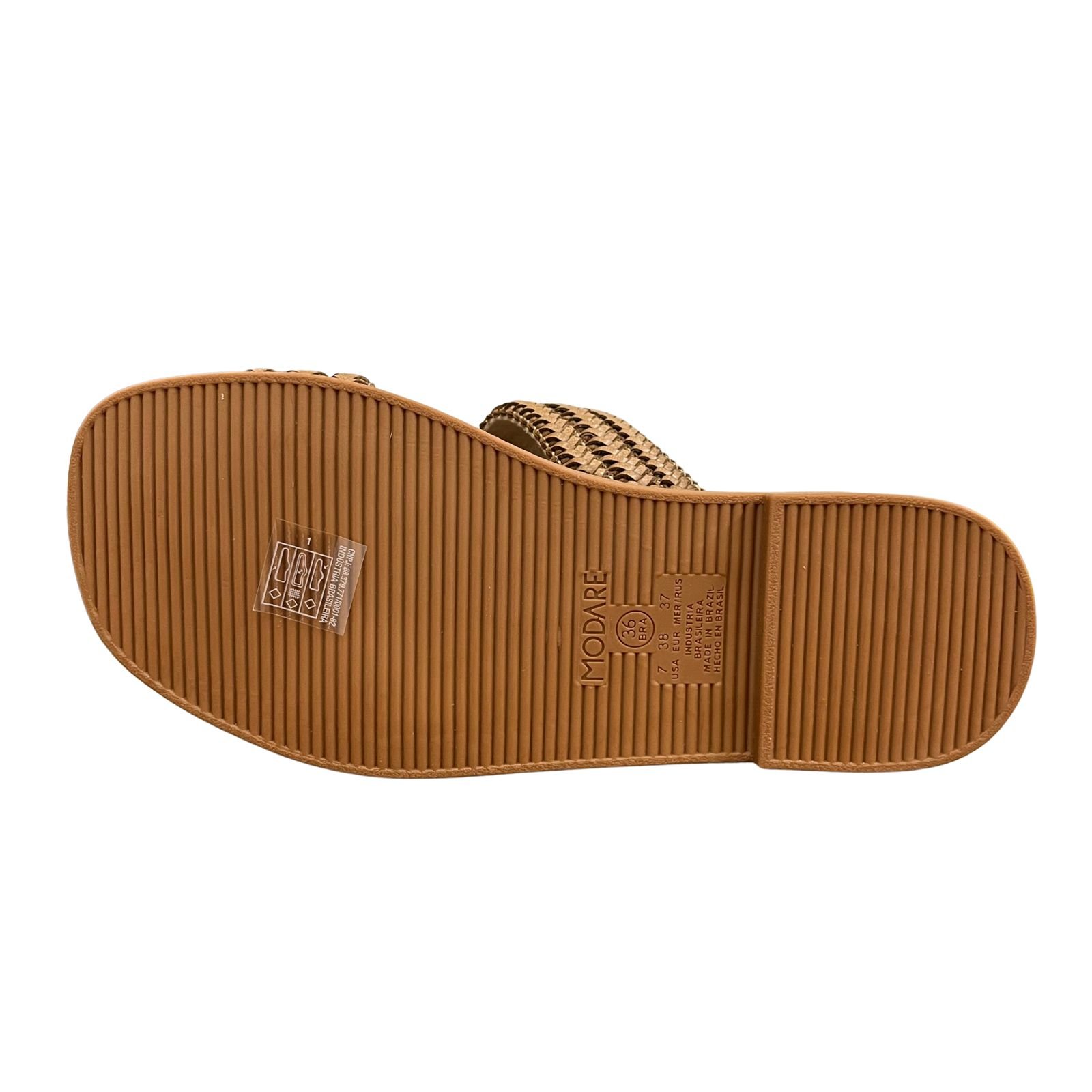 Tamanco Feminino Rasteiro Em Trama Modare 7205.103 Camel 4