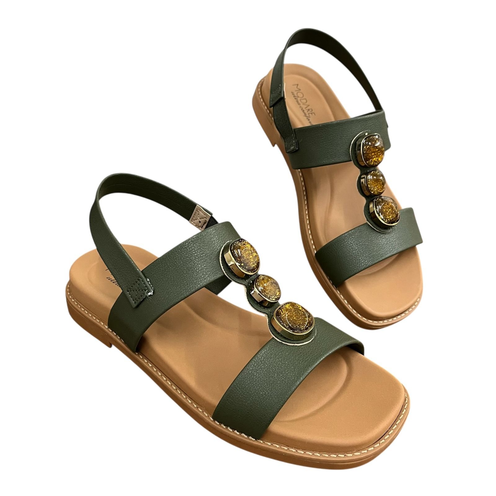 Sandália Feminina Rasteira Calce Fácil Modare 7205.106 Verde 3