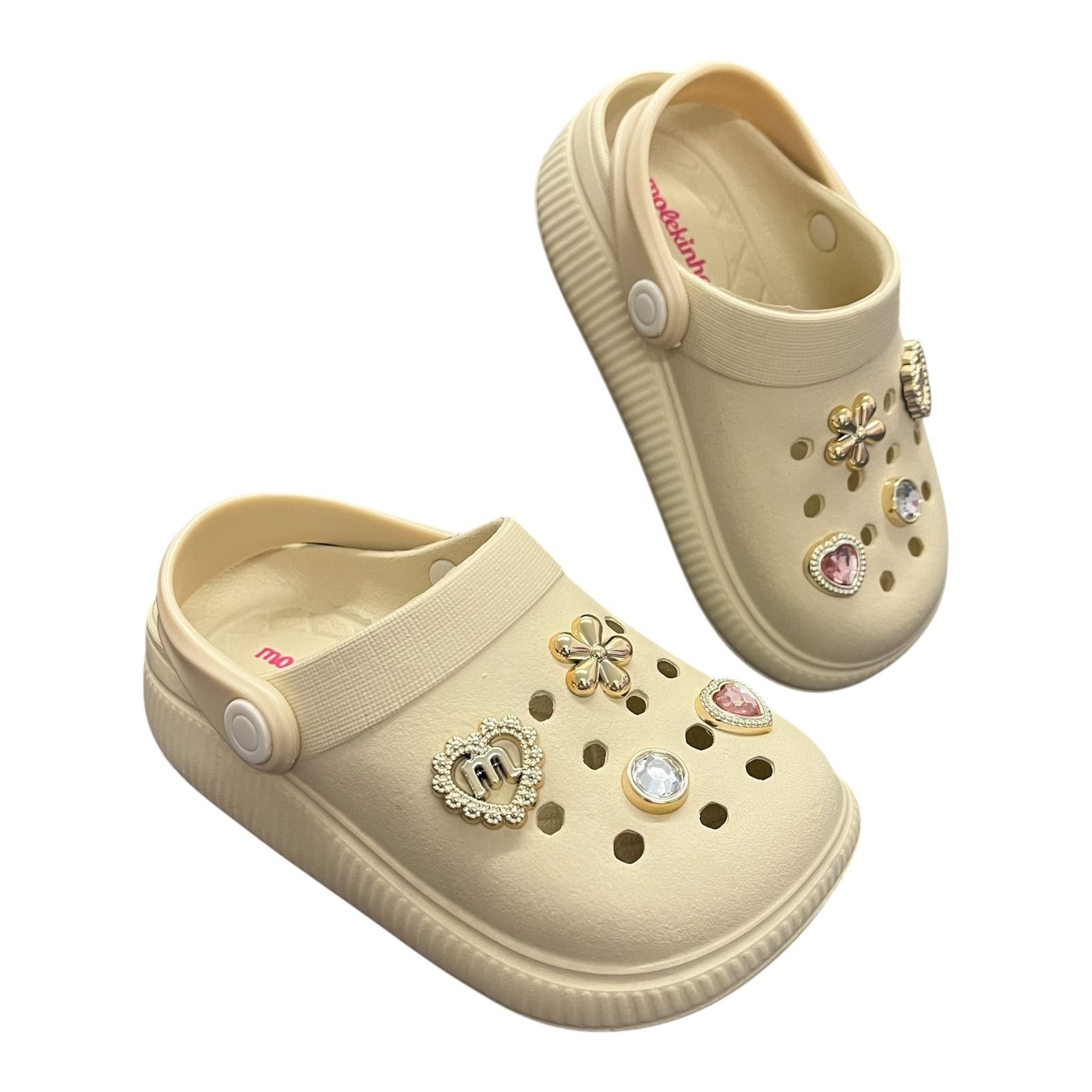 Babuche Clog Infantil Menina Botons Molekinha 2591.103 Bege 5