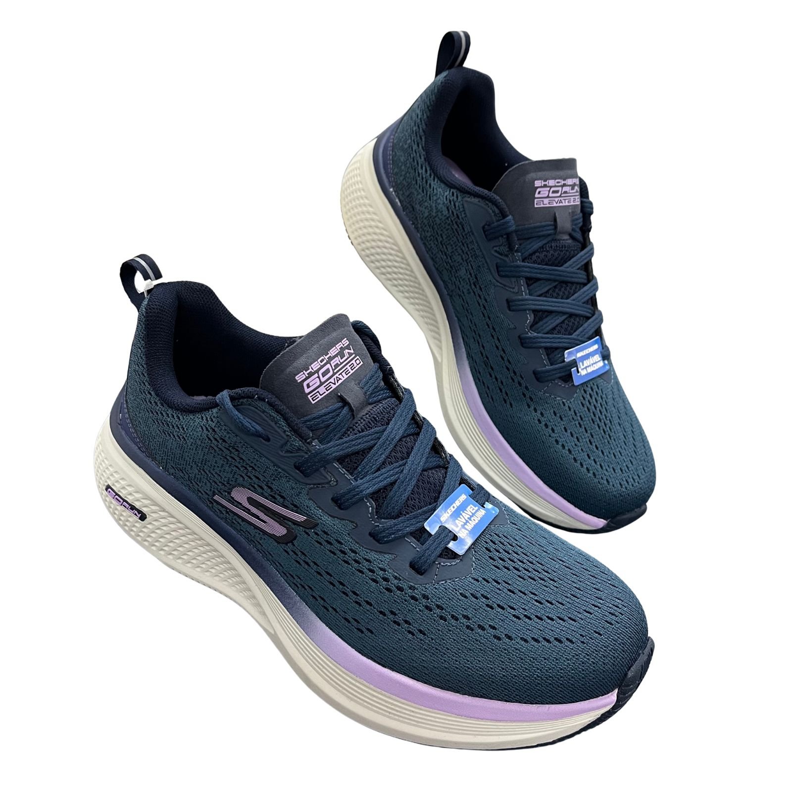 Tênis Esportivo Feminino Skechers Go Run Elevate 129000 Azul Marinho/Lavanda 5