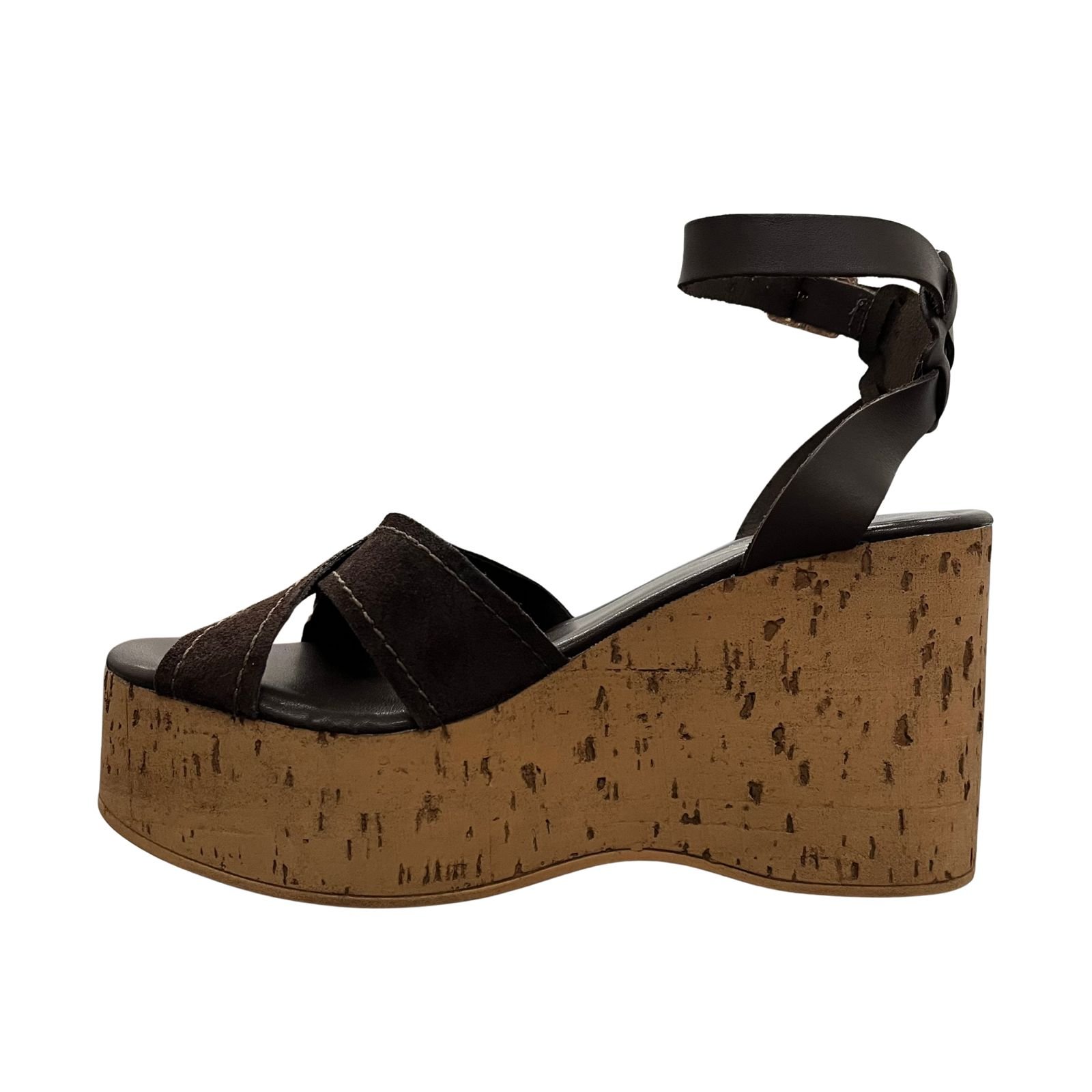 Sandália Plataforma Bottero Cortiça Em Couro 374702 Café 4