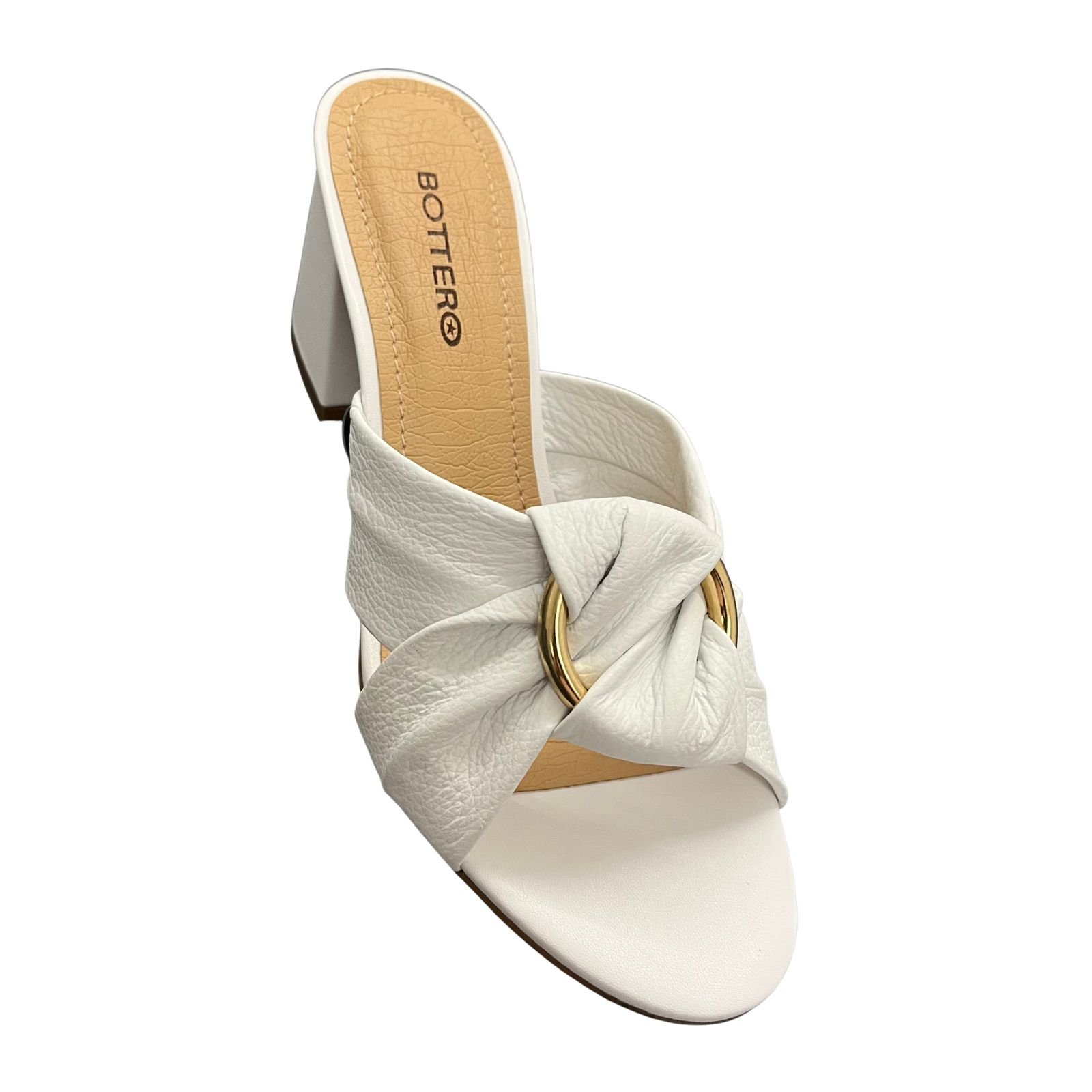 Tamanco Feminino Salto Bloco Bottero Em Couro 373702 Branco 2