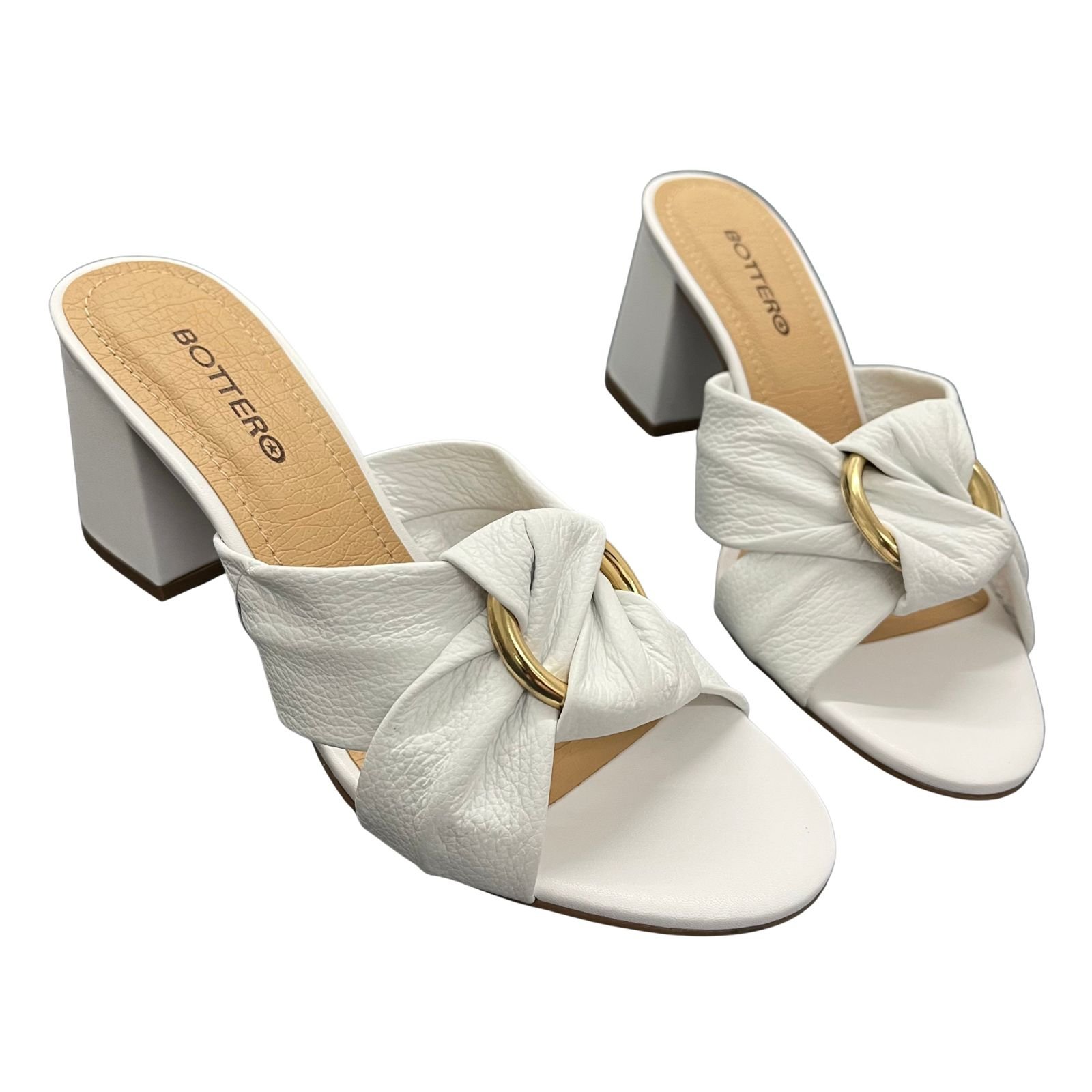 Tamanco Feminino Salto Bloco Bottero Em Couro 373702 Branco 4