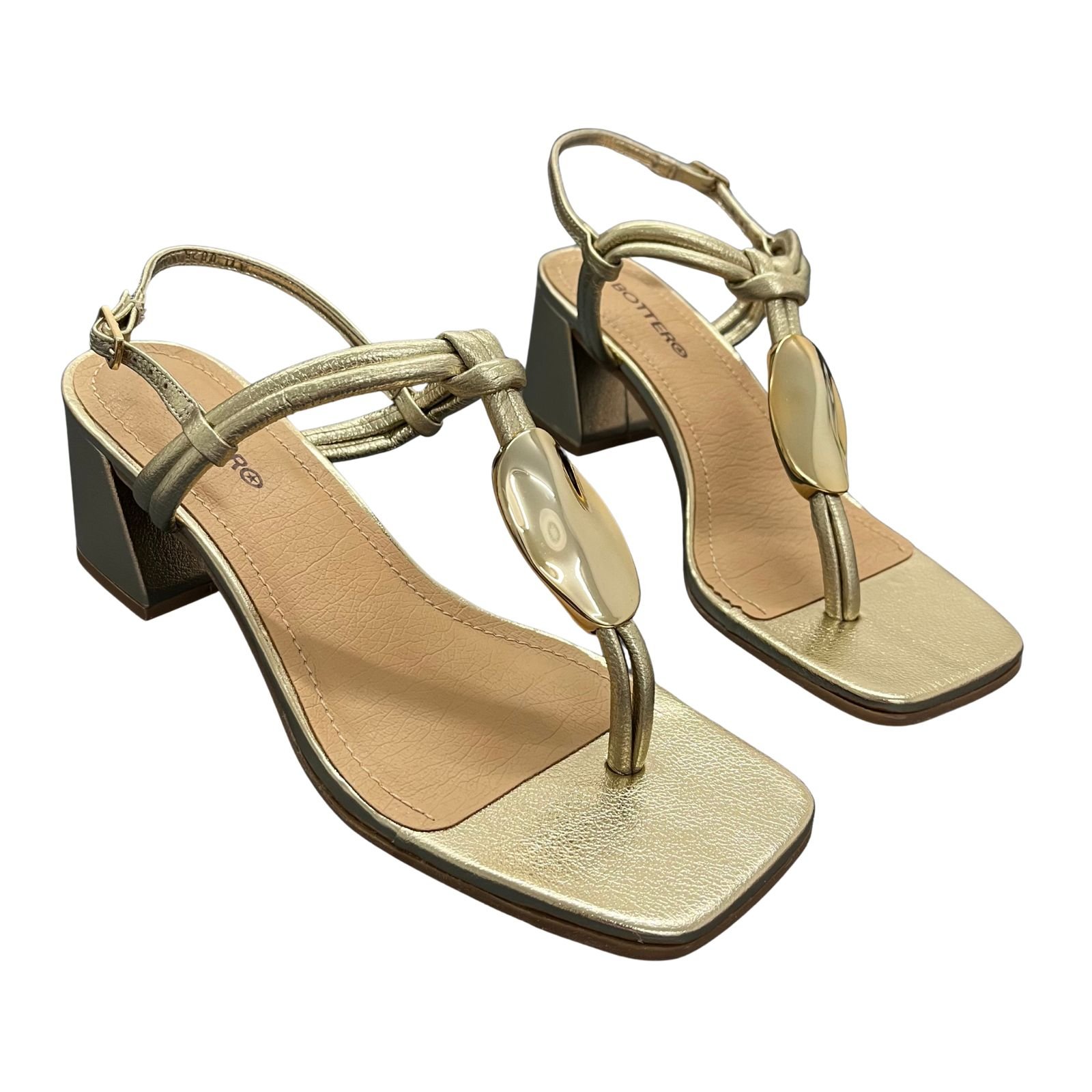 Sandália Feminina Salto Bloco Bottero Em Couro 367907 Dourado 3