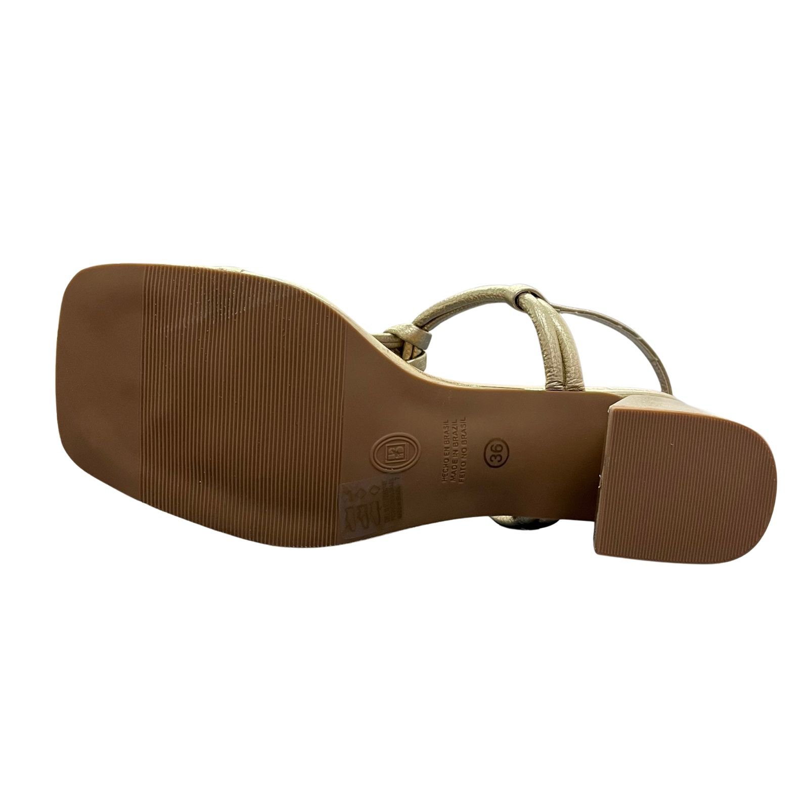 Sandália Feminina Salto Bloco Bottero Em Couro 367907 Dourado 4