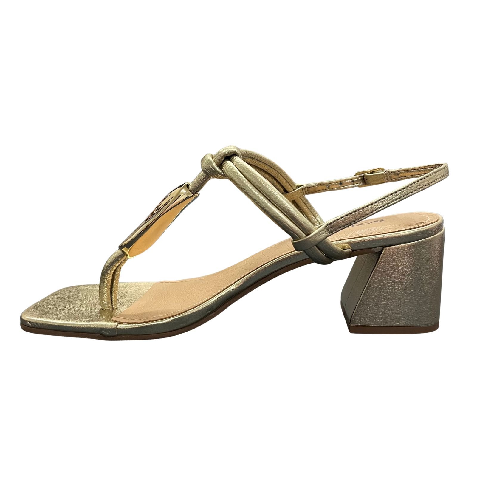 Sandália Feminina Salto Bloco Bottero Em Couro 367907 Dourado 5