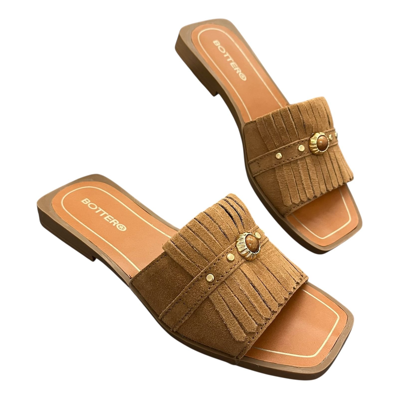 Sandália Rasteira Feminina Bottero Em Couro 368307 Castanho 5
