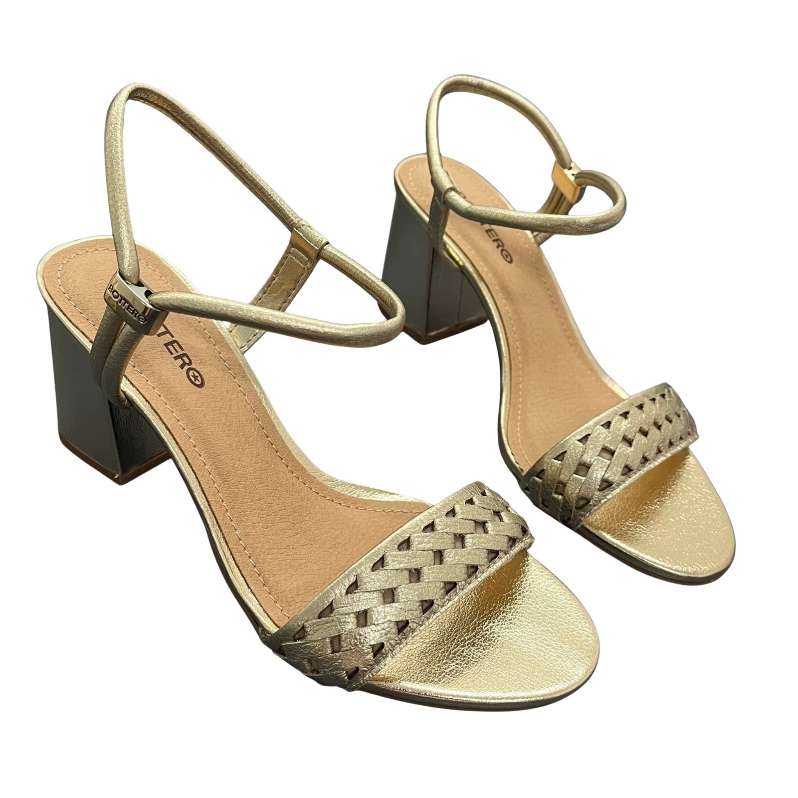 Sandália Feminina Salto Bloco Bottero Em Couro 373701 Dourado 3