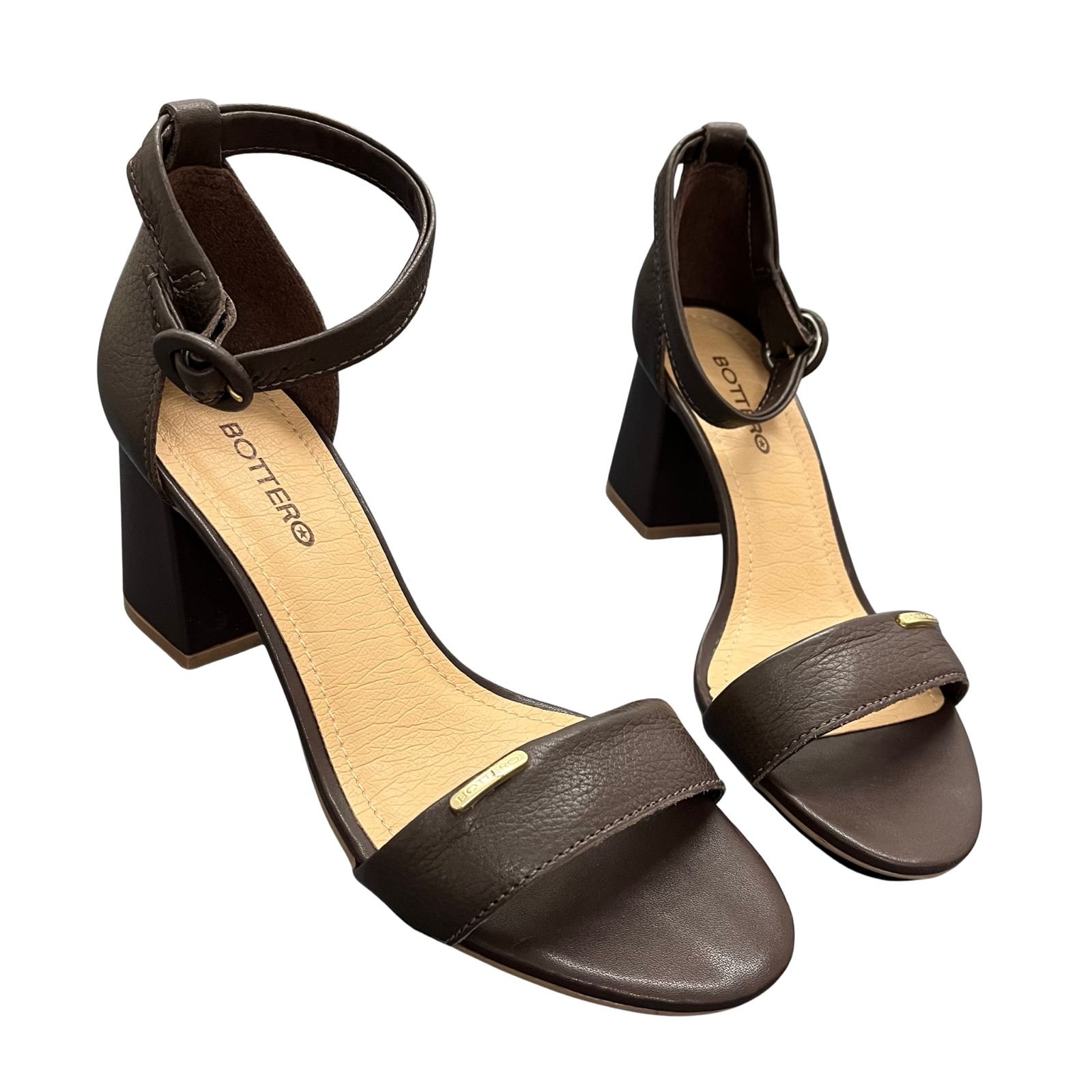 Sandália Feminina Salto Bloco Bottero Em Couro 372001 Café 4