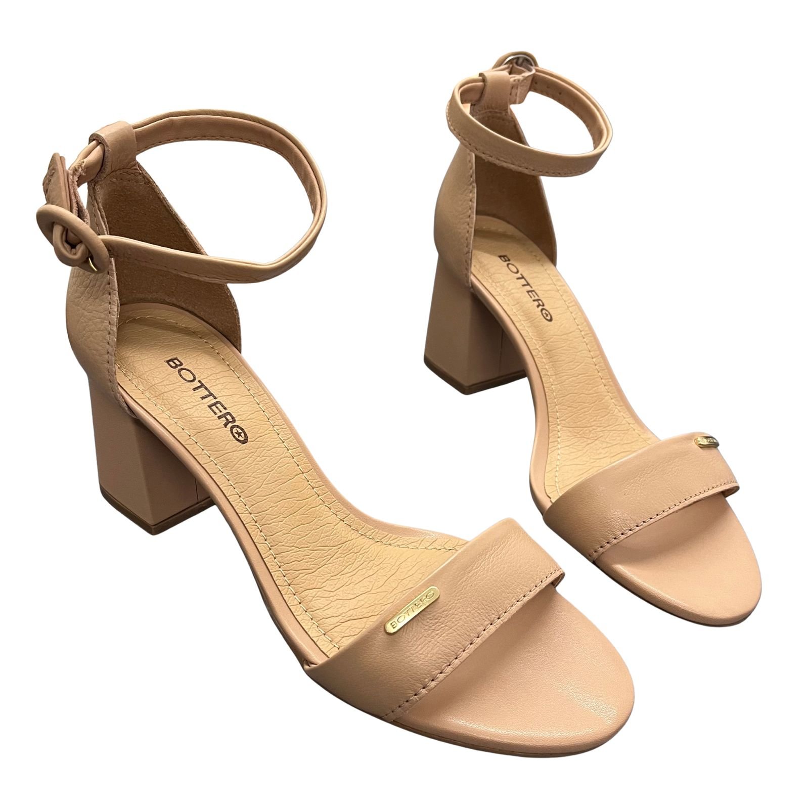 Sandália Feminina Salto Bloco Bottero Em Couro 372001 Bege 5