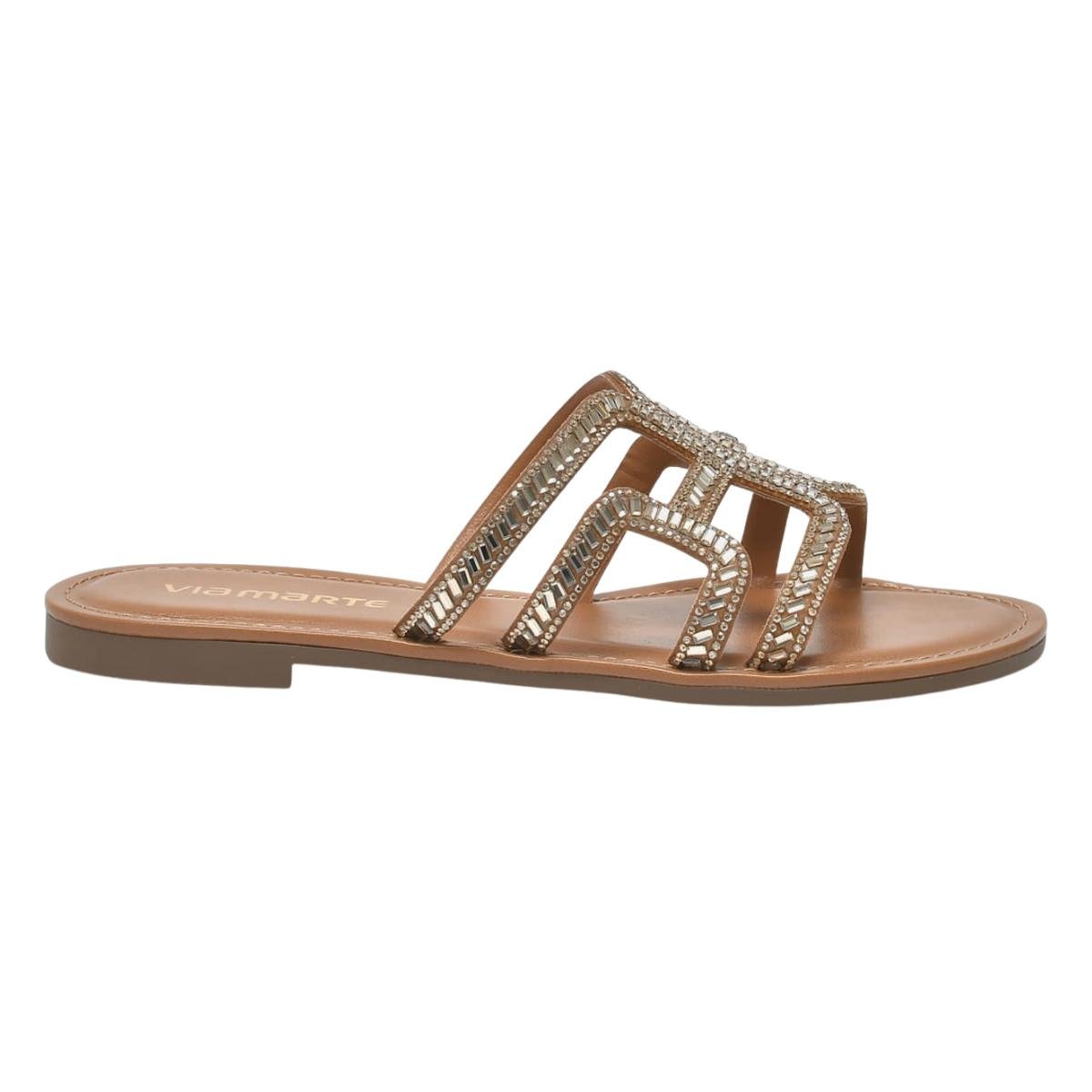 Sandália Rasteirinha Casual Feminina Via Marte 30800401 Marrom Marrom 2