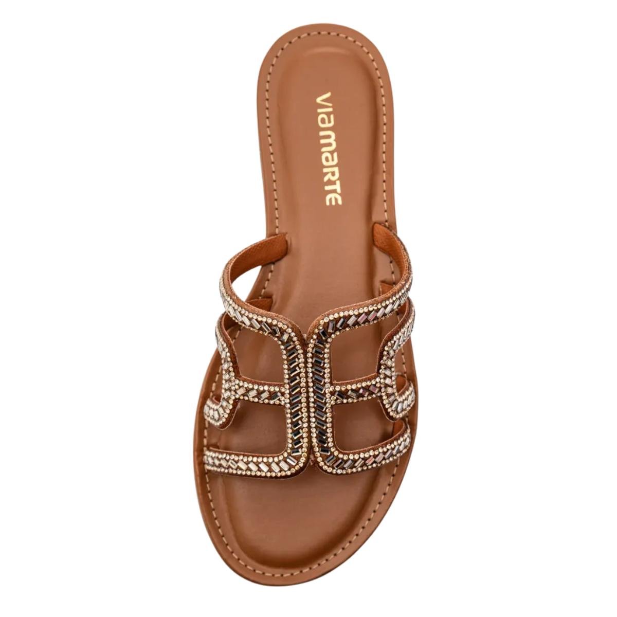 Sandália Rasteirinha Casual Feminina Via Marte 30800401 Marrom Marrom 3