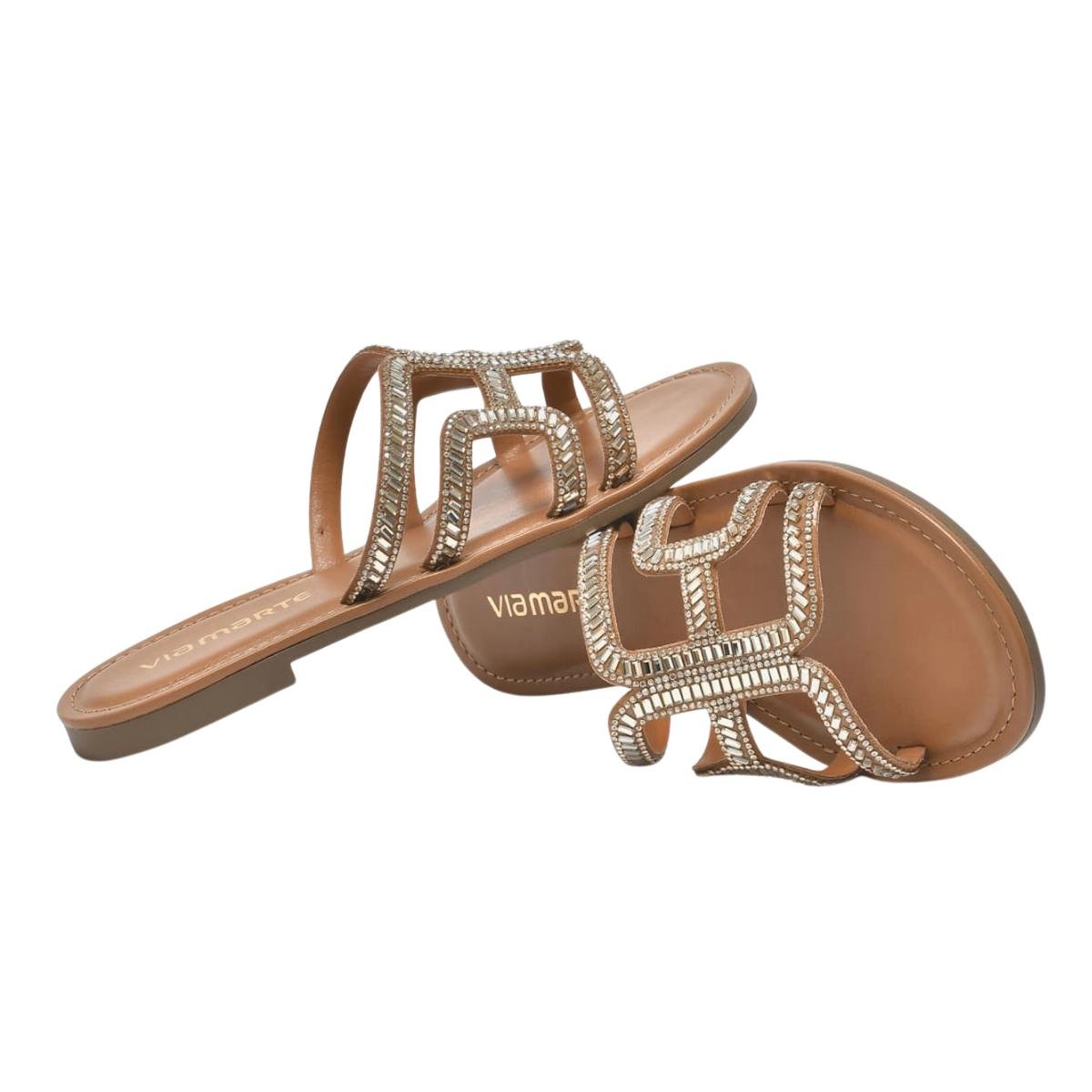 Sandália Rasteirinha Casual Feminina Via Marte 30800401 Marrom Marrom 4