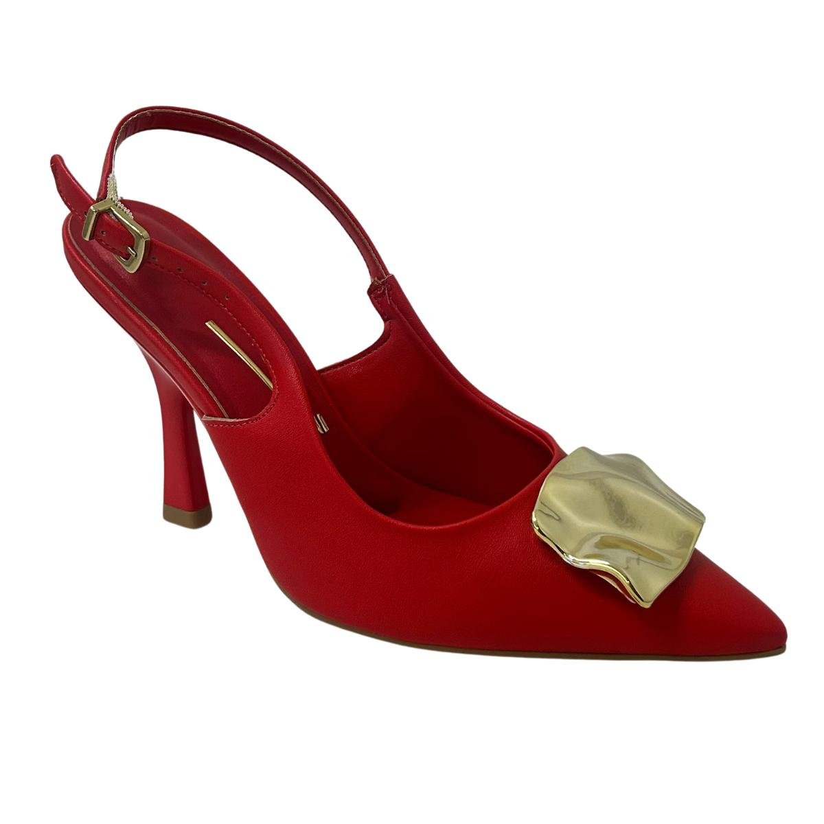 Sapato Scarpin Slingback Casula Feminino Vizzano 1464302 Vermelho