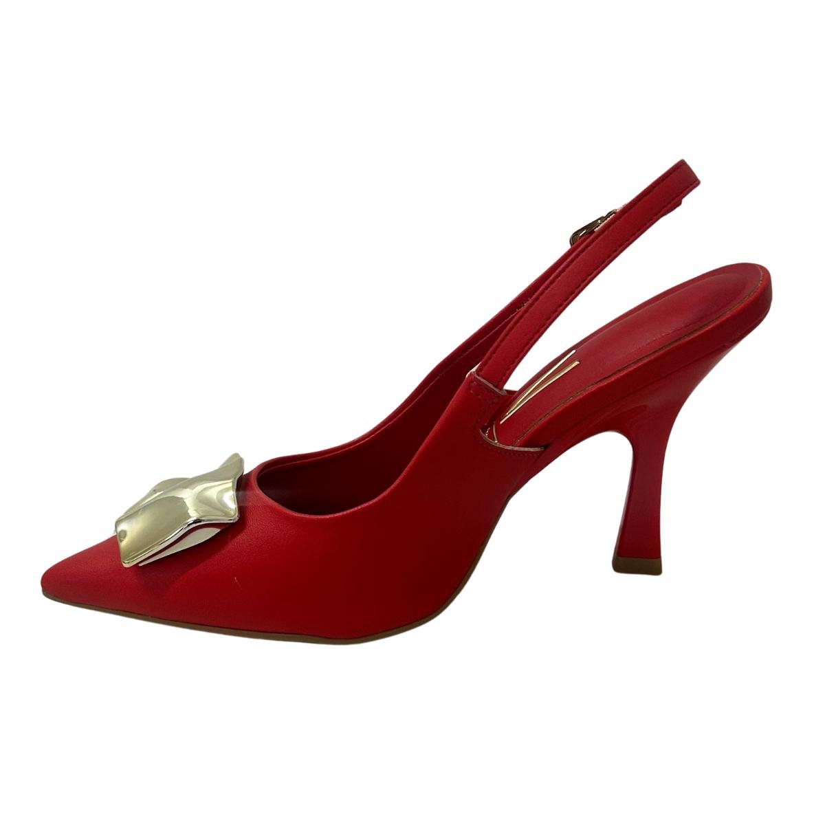 Sapato Scarpin Slingback Casula Feminino Vizzano 1464302 Vermelho Vermelho 3