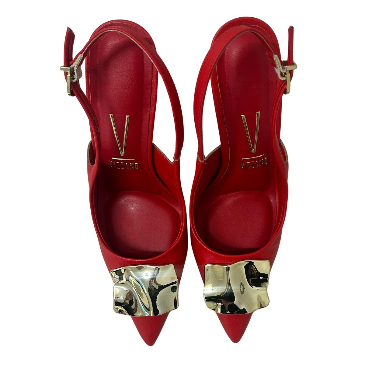 Sapato Scarpin Slingback Casula Feminino Vizzano 1464302 Vermelho Vermelho 4