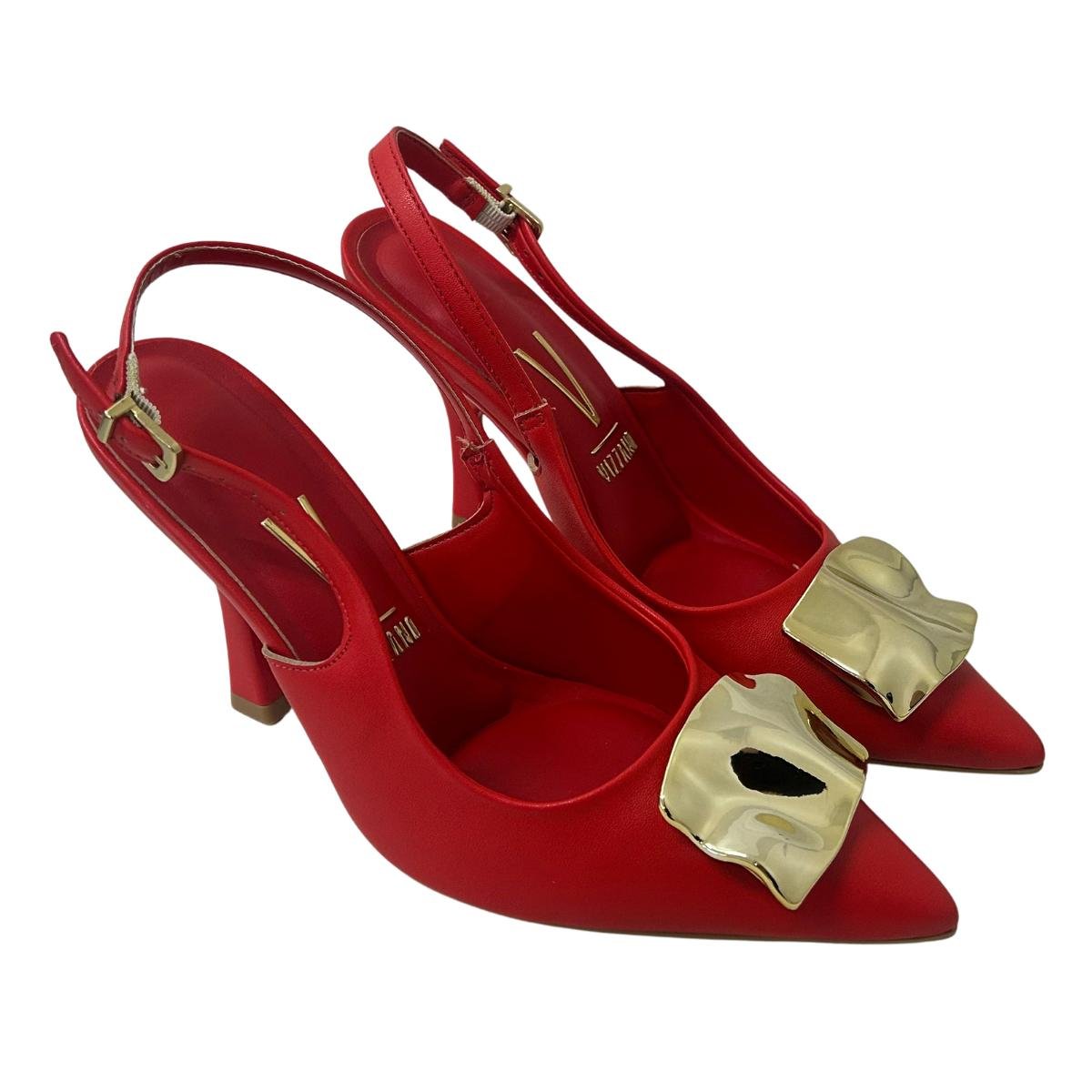 Sapato Scarpin Slingback Casula Feminino Vizzano 1464302 Vermelho Vermelho 5