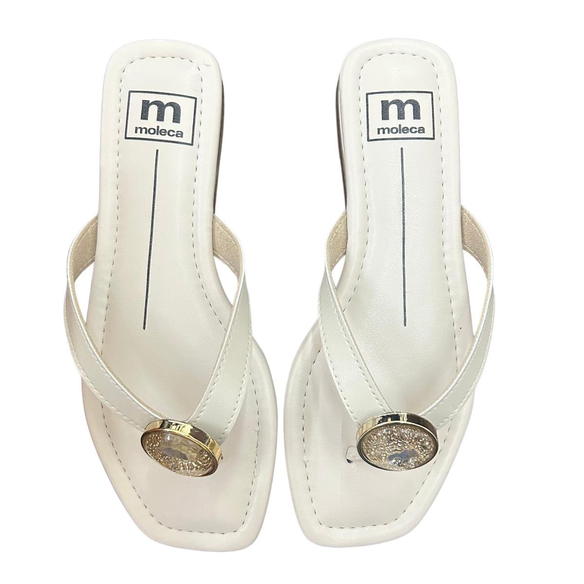 Chinelo Rasteira Slide Casual Feminino Moleca 5559102 Branco Branco 4