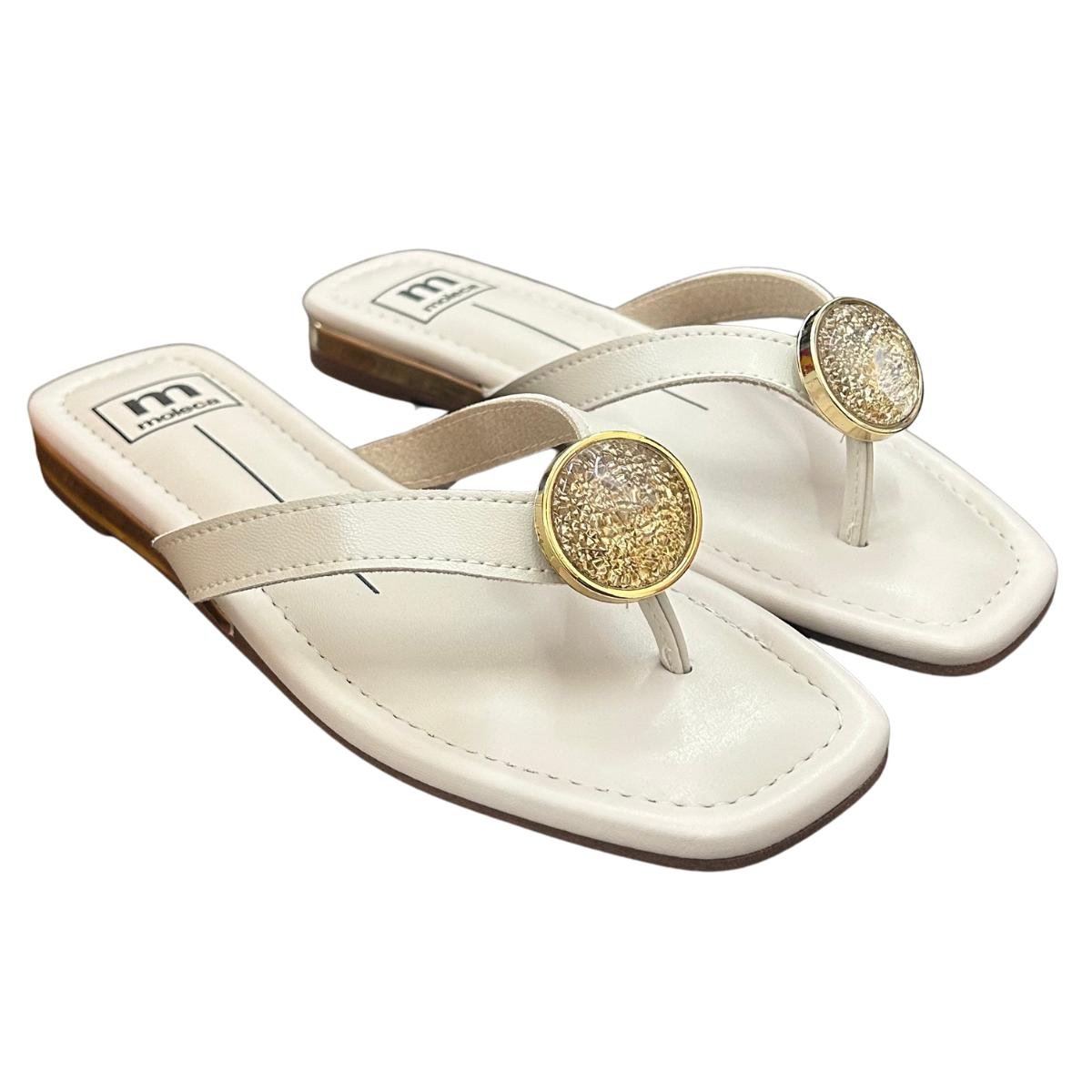 Chinelo Rasteira Slide Casual Feminino Moleca 5559102 Branco Branco 5