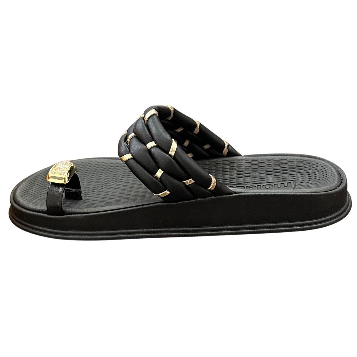 Sandália Papate Flatform Casual Feminino Moleca 5556111 Preto Preto 3