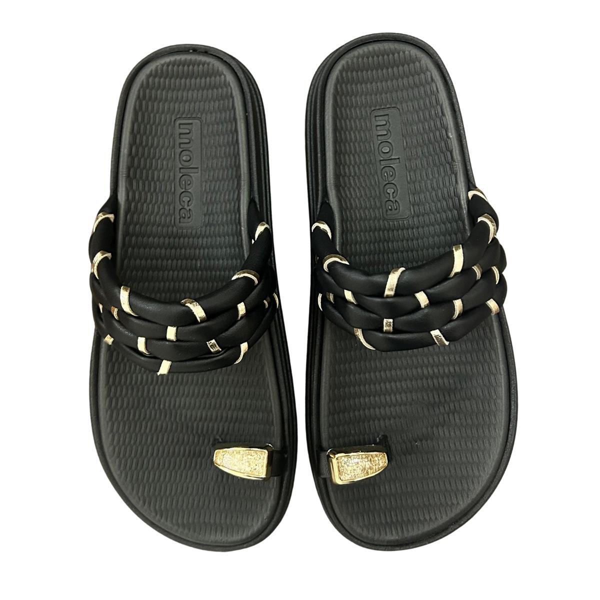 Sandália Papate Flatform Casual Feminino Moleca 5556111 Preto Preto 4