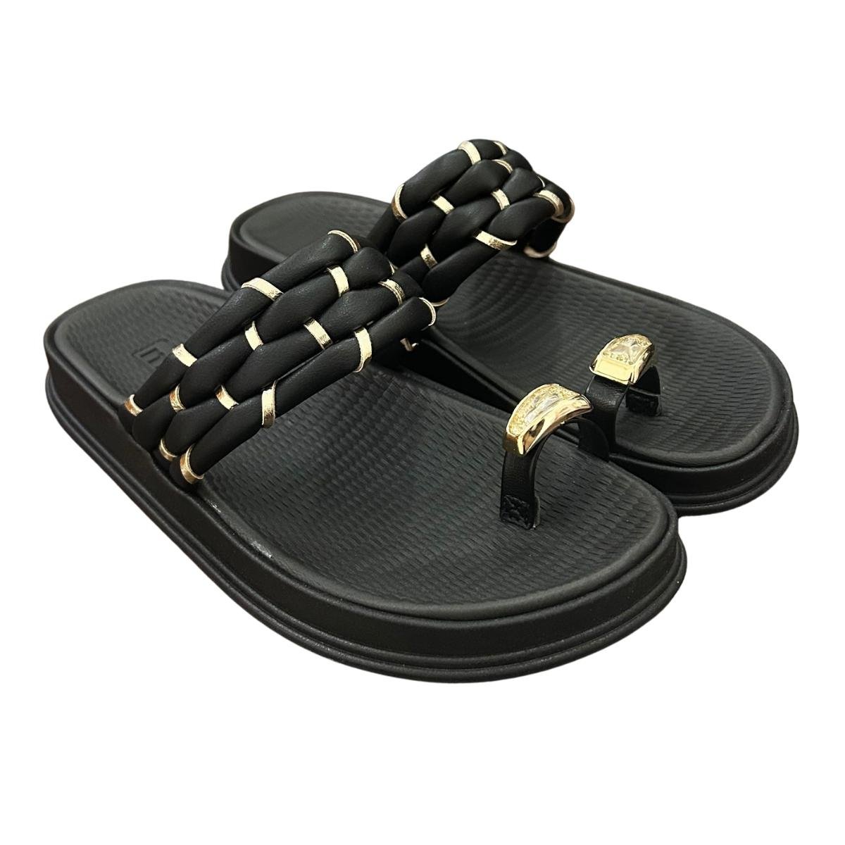 Sandália Papate Flatform Casual Feminino Moleca 5556111 Preto Preto 5