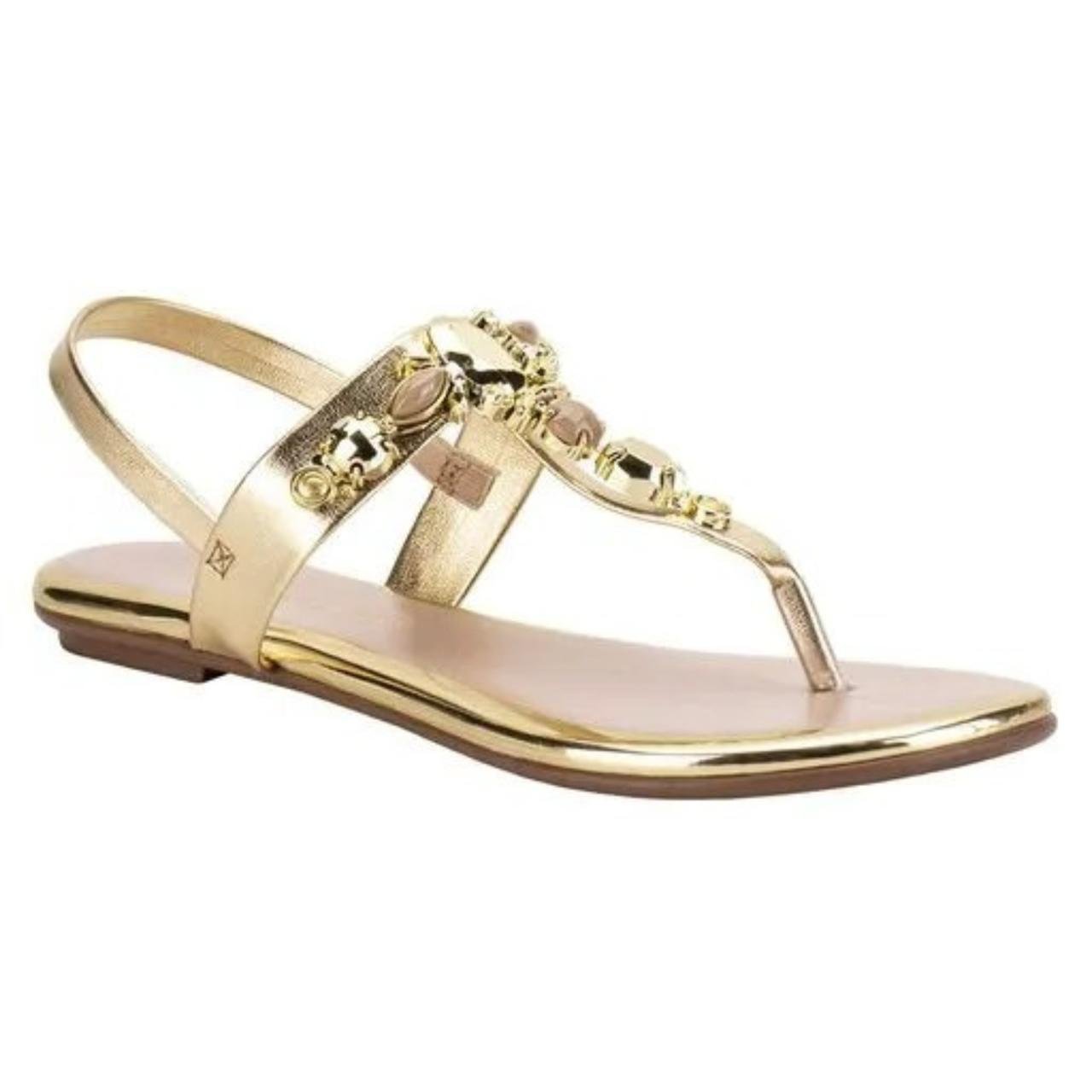 Sandália Rasteirinha Casual Feminina Beira Rio 8367631 Dourado