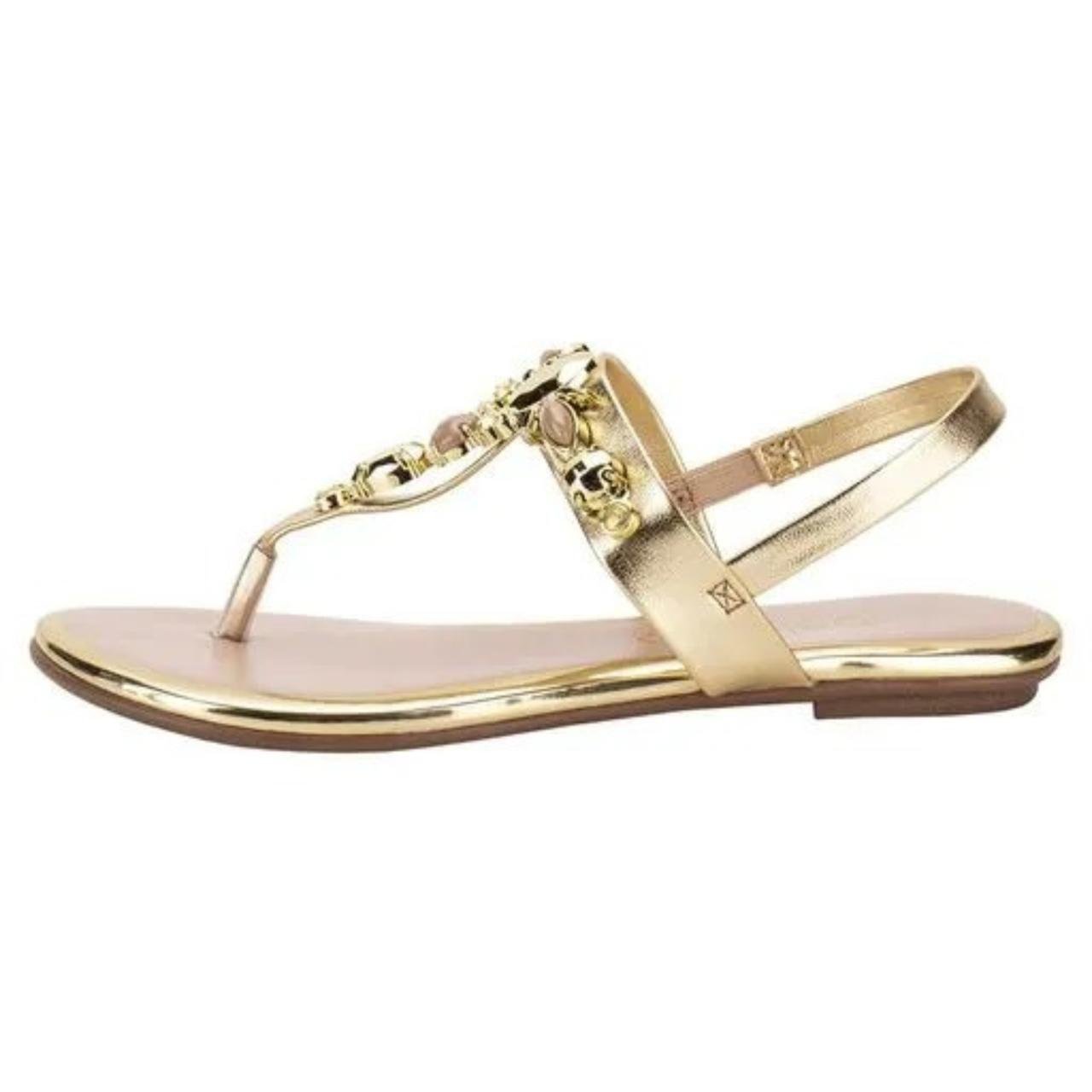 Sandália Rasteirinha Casual Feminina Beira Rio 8367631 Dourado Dourado 2