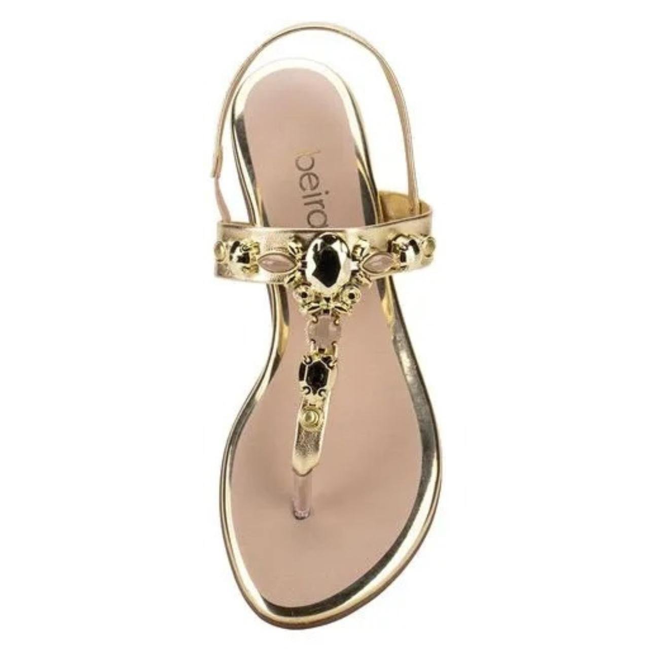 Sandália Rasteirinha Casual Feminina Beira Rio 8367631 Dourado Dourado 3