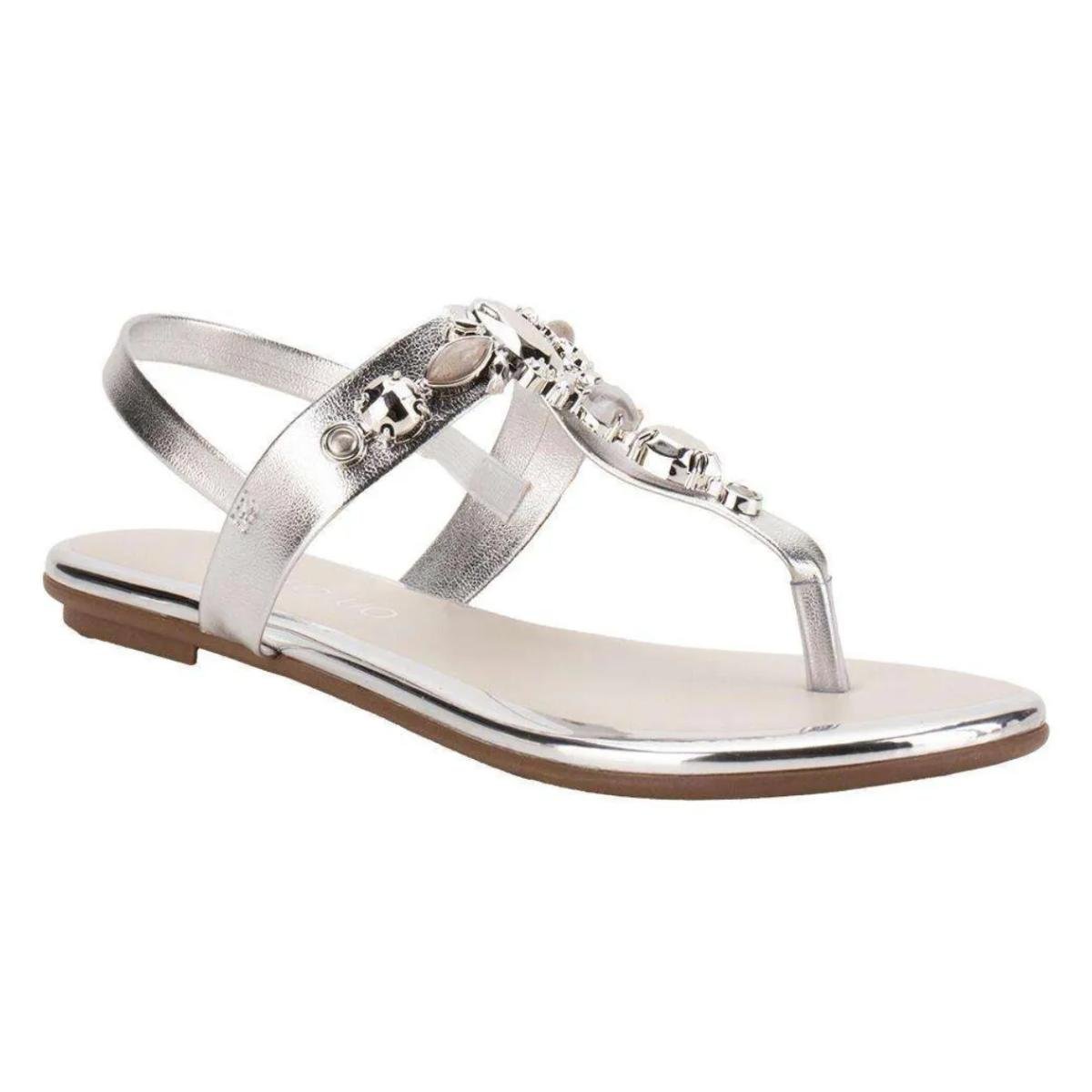 Sandália Rasteirinha Casual Feminina Beira Rio 8367631 Prata