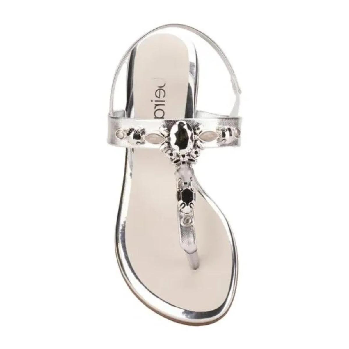 Sandália Rasteirinha Casual Feminina Beira Rio 8367631 Prata Prata 4