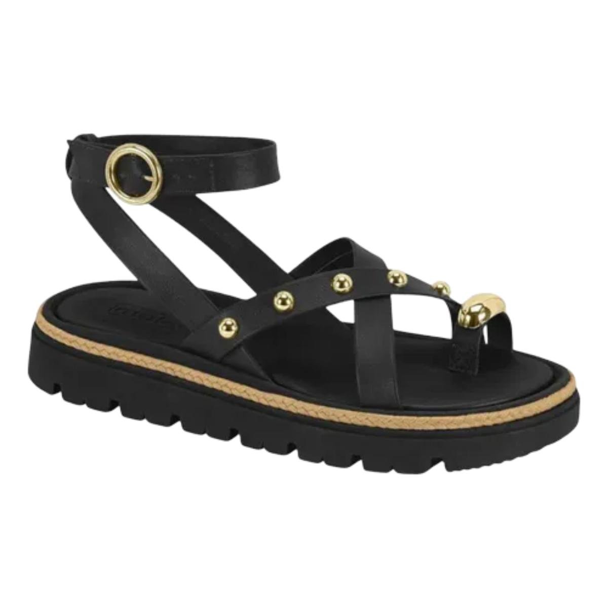 Sandália Papete Flatform Casual Feminina Moleca 5504213 Preto