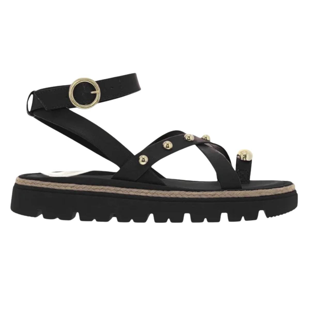 Sandália Papete Flatform Casual Feminina Moleca 5504213 Preto Preto 2