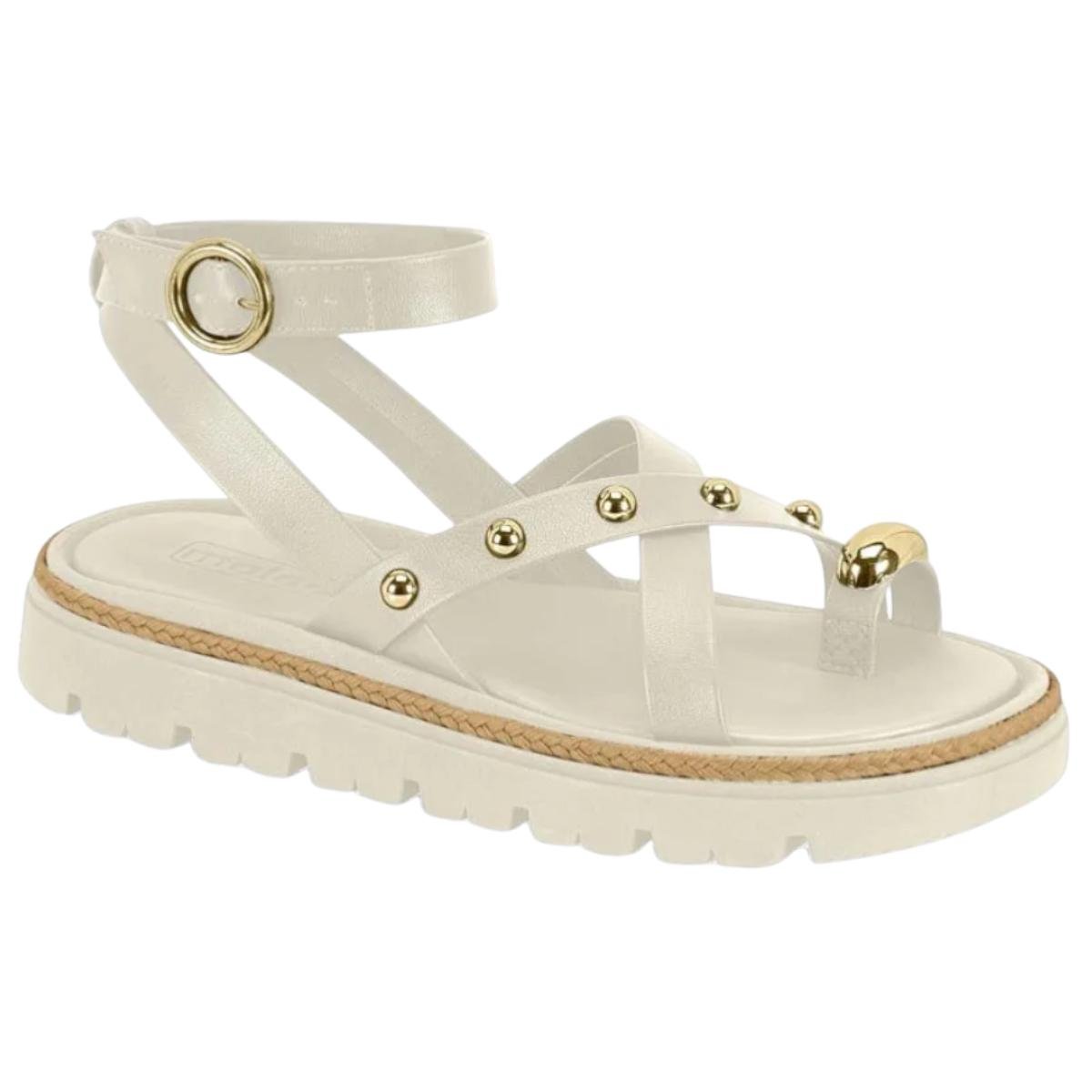 Sandália Papete Flatform Casual Feminina Moleca 5504213 Branco