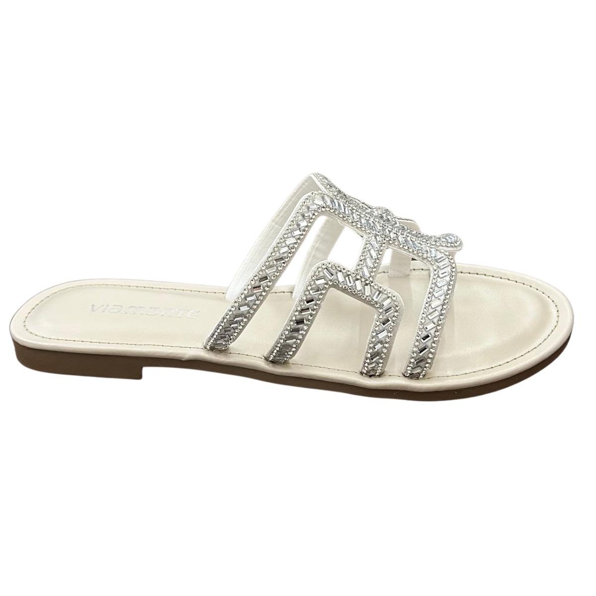Sandália Rasteirinha Casual Feminina Via Marte 30800401 Branco