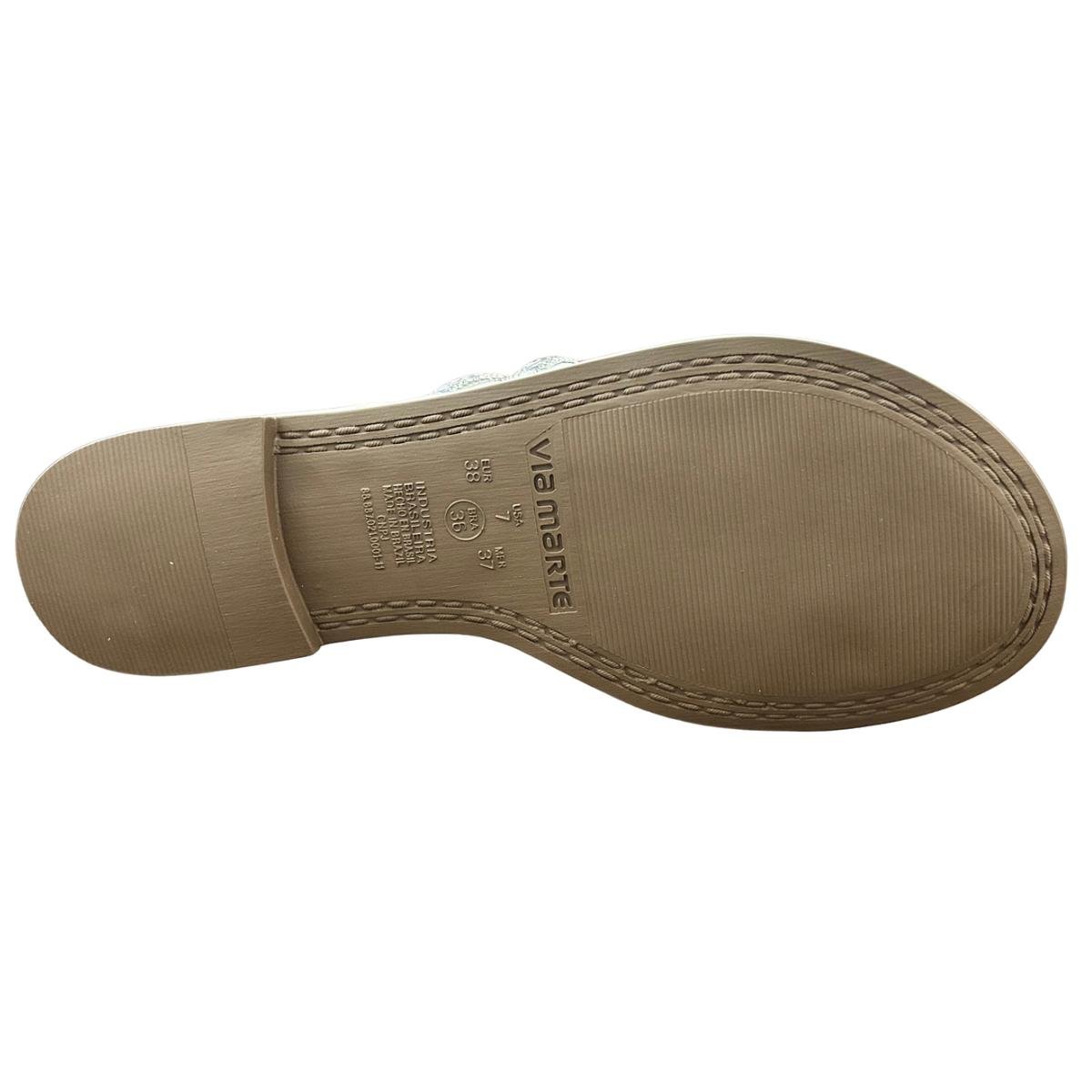 Sandália Rasteirinha Casual Feminina Via Marte 30800401 Branco Branco/Prata 6