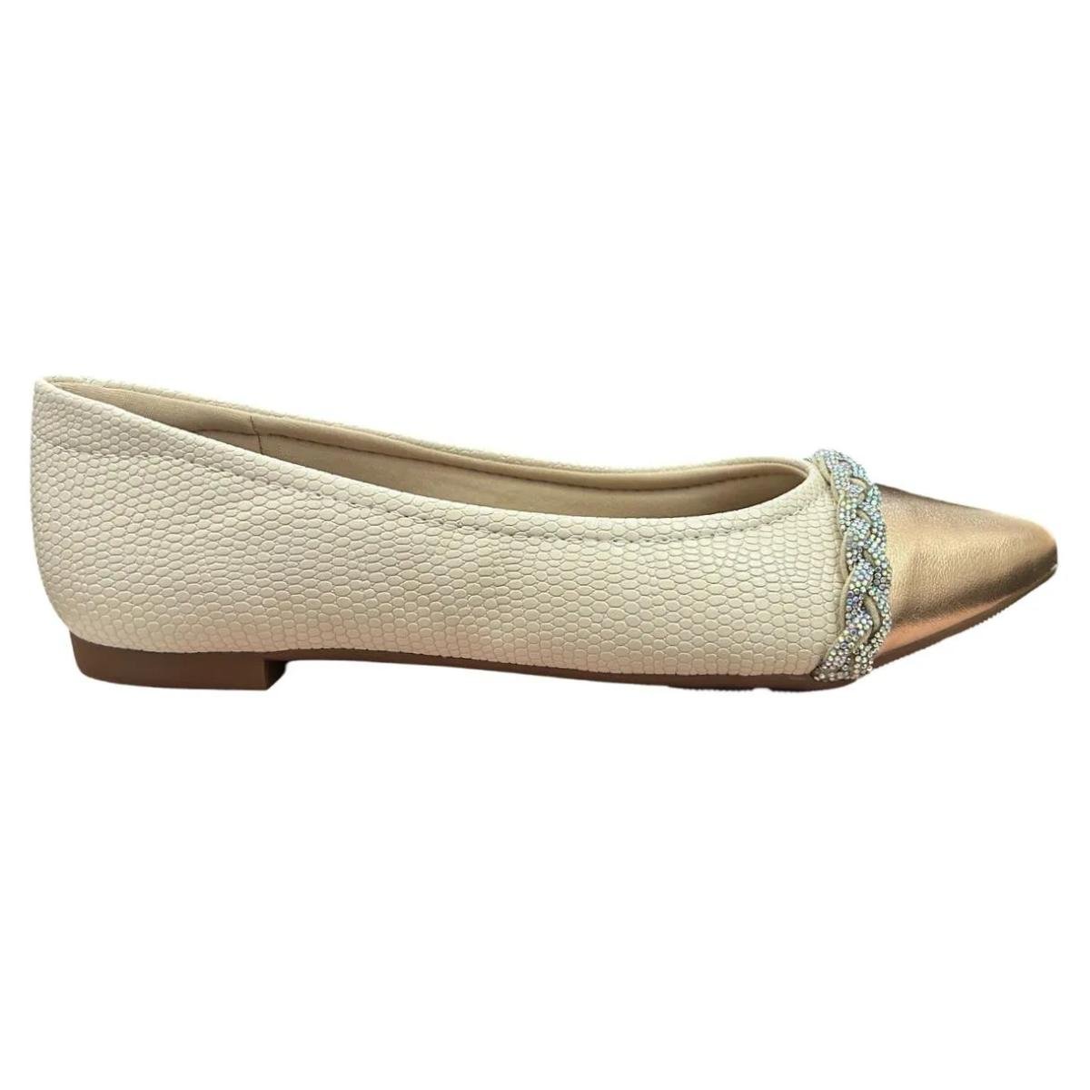 Sapatilha Bico Fino Casual Feminino Modare 7334246 Creme Creme 2