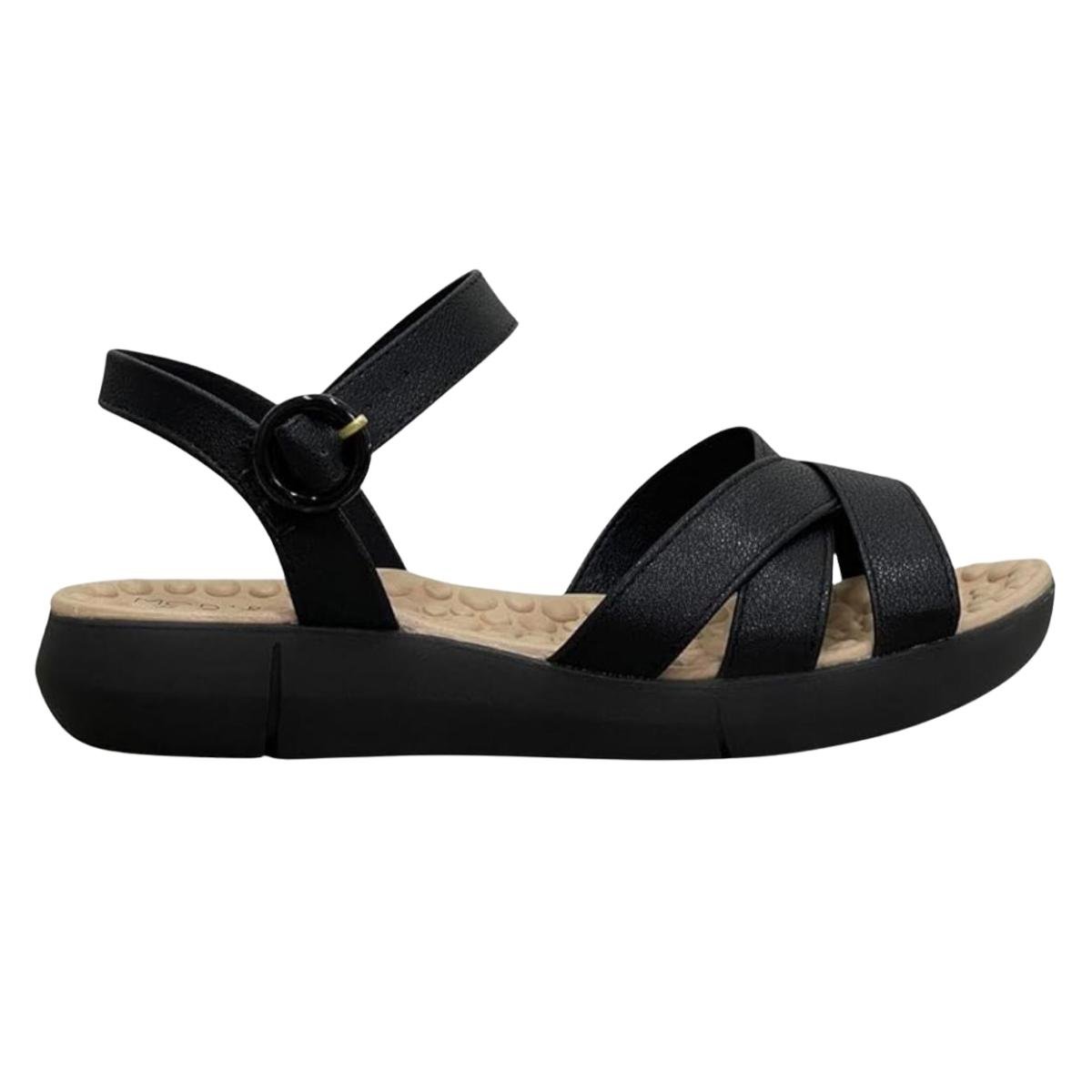 Sandália Flat Casual Feminino Modare 7142124 Preto Preto 2