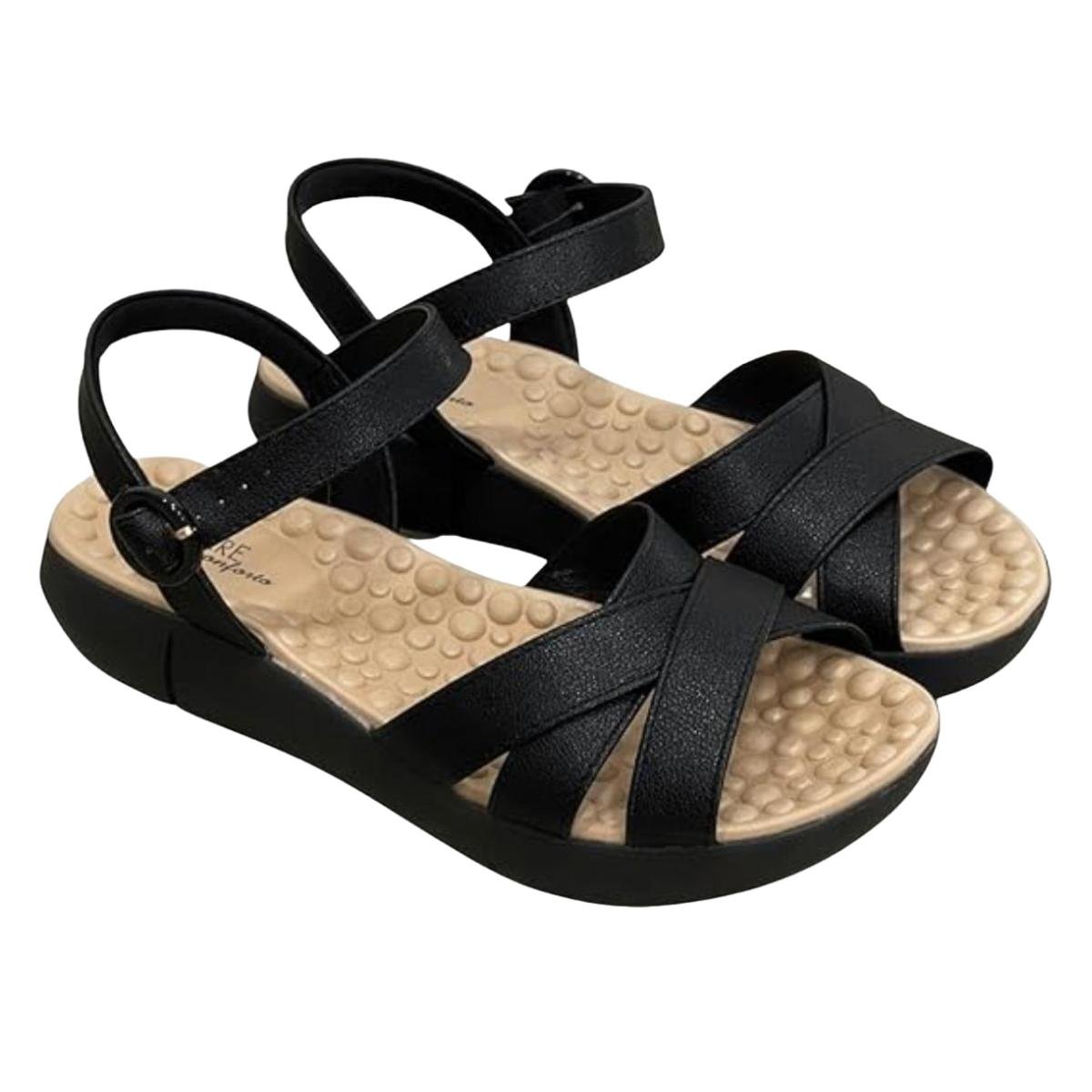 Sandália Flat Casual Feminino Modare 7142124 Preto Preto 4