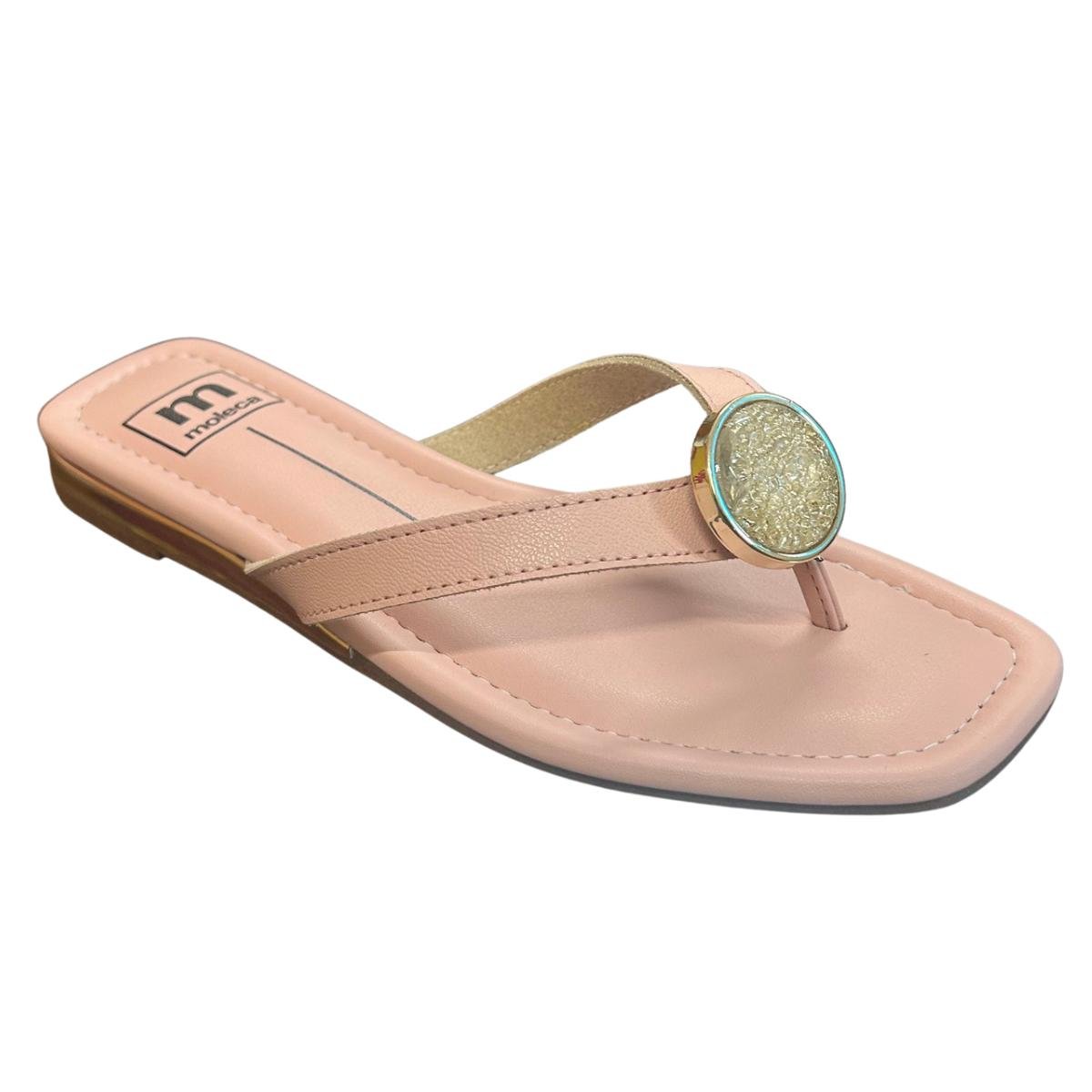 Chinelo Rasteira Slide Casual Feminino Moleca 5559102 Rosa