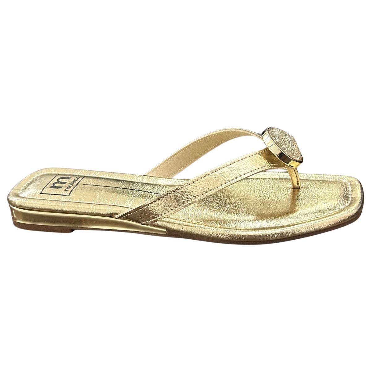 Chinelo Rasteira Slide Casual Feminino Moleca 5559102 Dourado Dourado 2