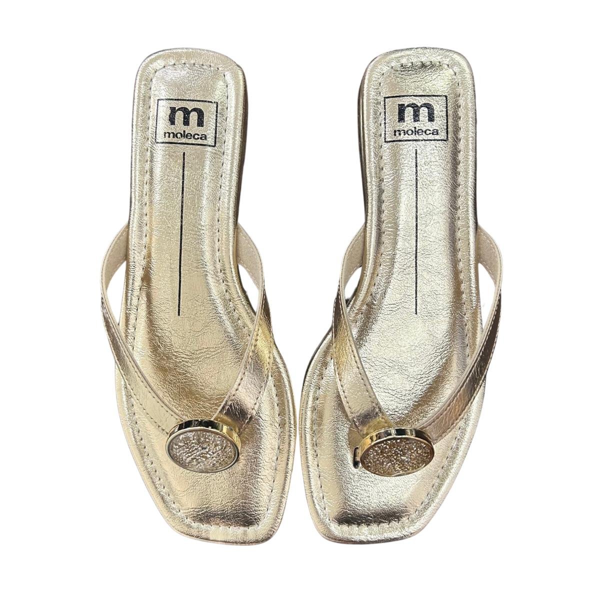 Chinelo Rasteira Slide Casual Feminino Moleca 5559102 Dourado Dourado 4